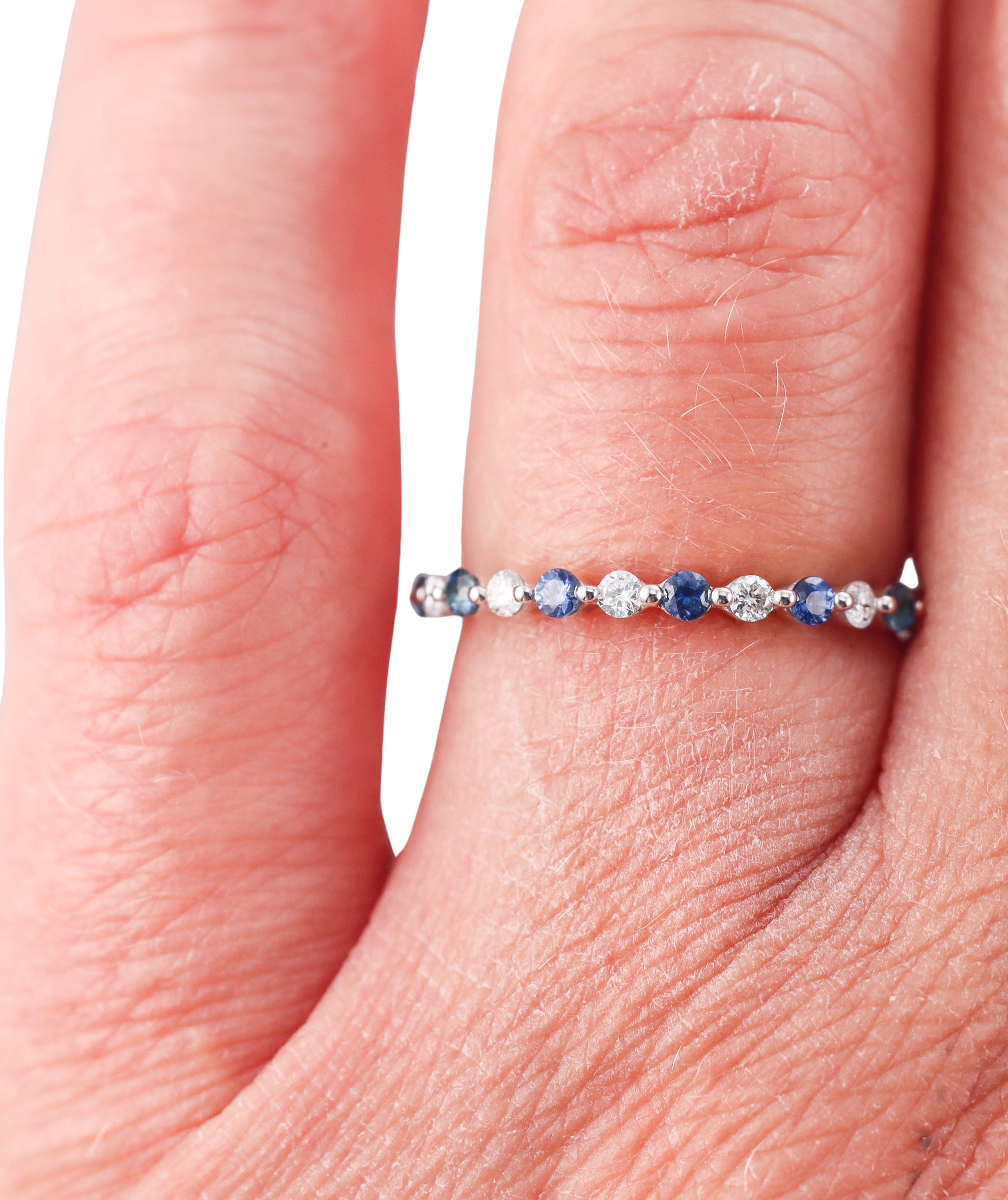 Kallati White Gold Diamond Sapphire Band Ring