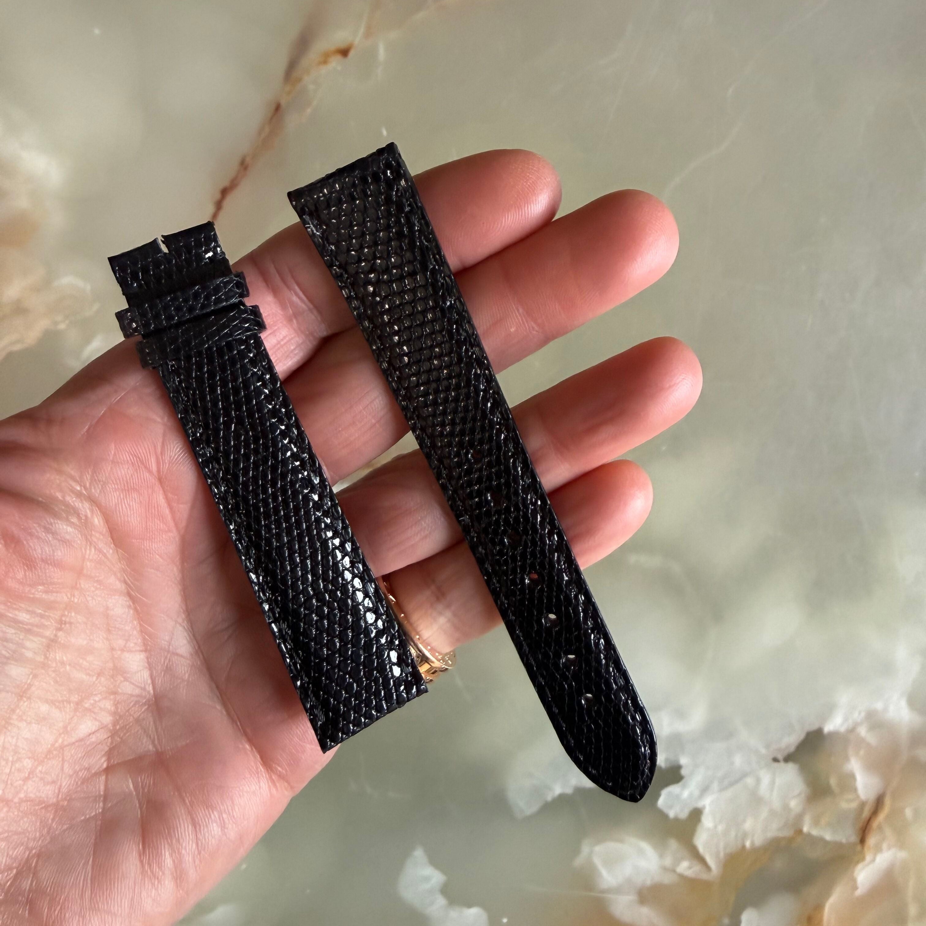 Authentic Cartier Black Lizard Watch Strap Band 18.75mm KD20B153-S26