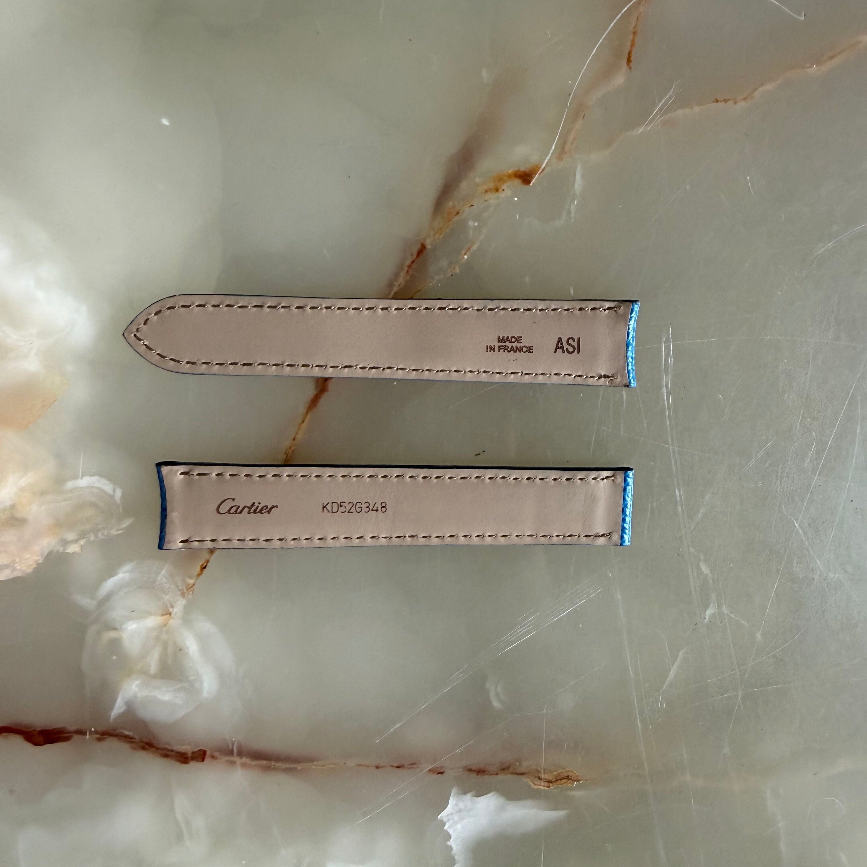 Authentic Cartier Blue Calfskin Watch Strap Band 16.75mm KD52G348