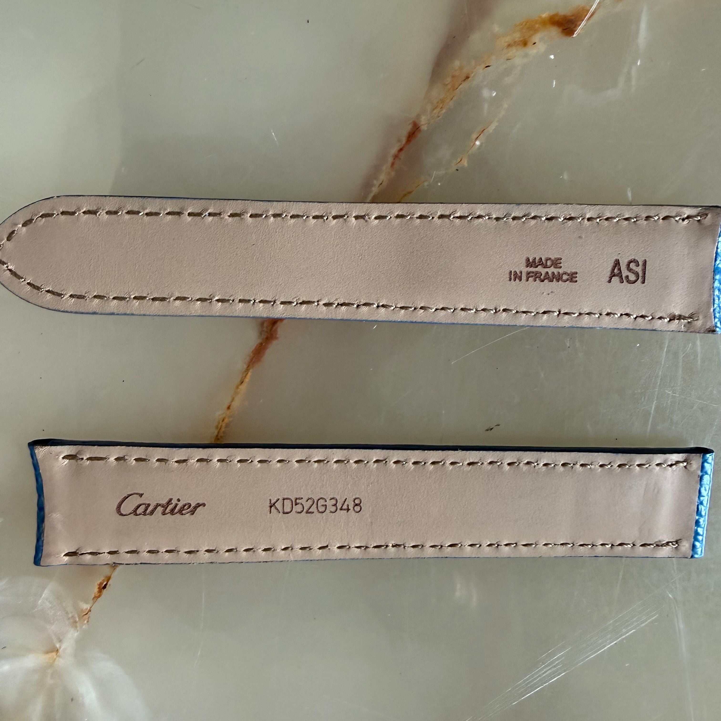 Authentic Cartier Blue Calfskin Watch Strap Band 16.75mm KD52G348