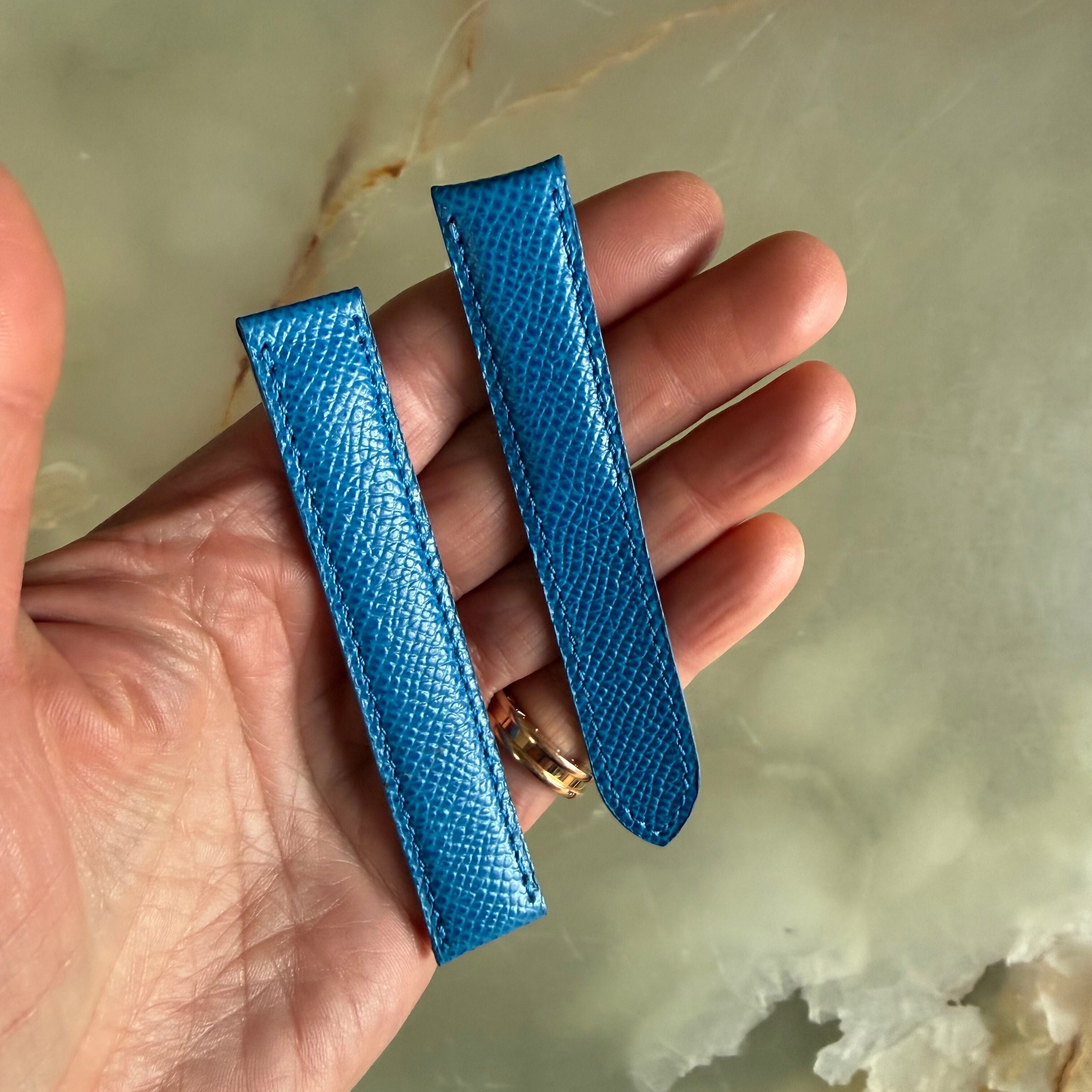 Authentic Cartier Blue Calfskin Watch Strap Band 16.75mm KD52G348