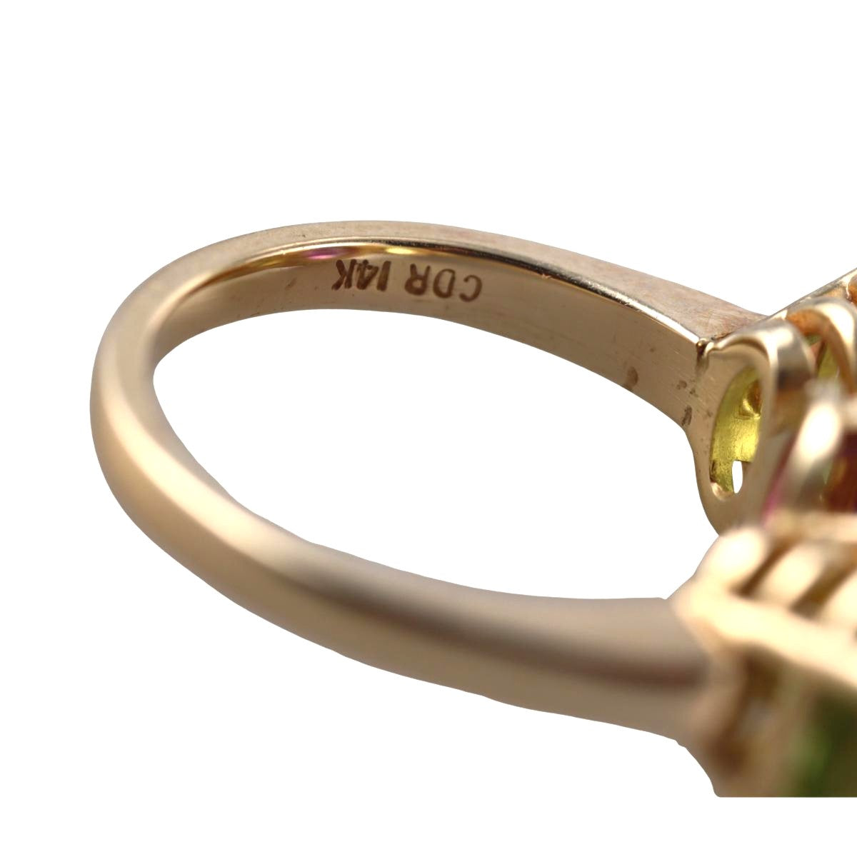 14k Yellow Gold Peridot Amethyst Cocktail  Ring