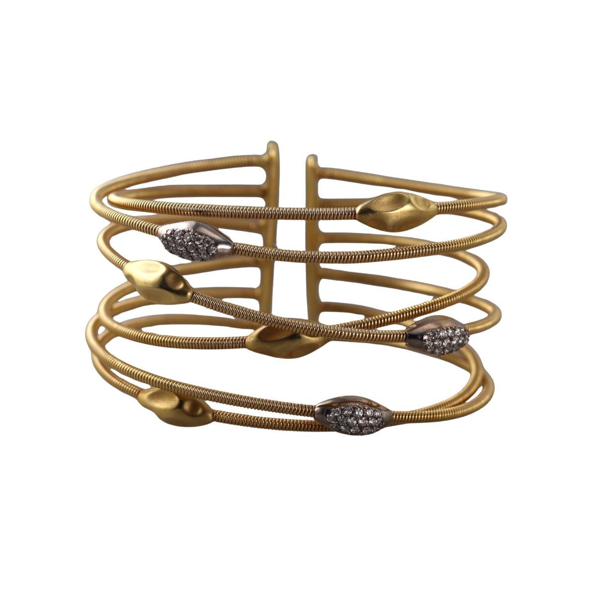 18k Yellow Gold Diamond Cuff Bracelet