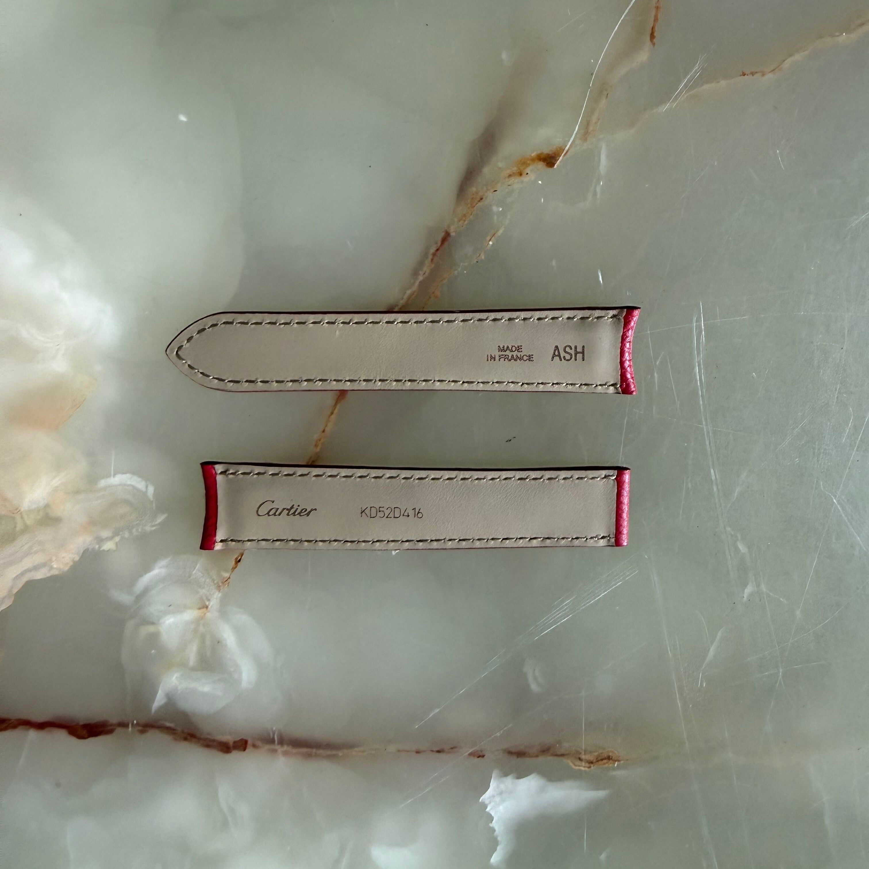 Authentic Cartier Red Calfskin Watch Strap Band 17mm KD52D416