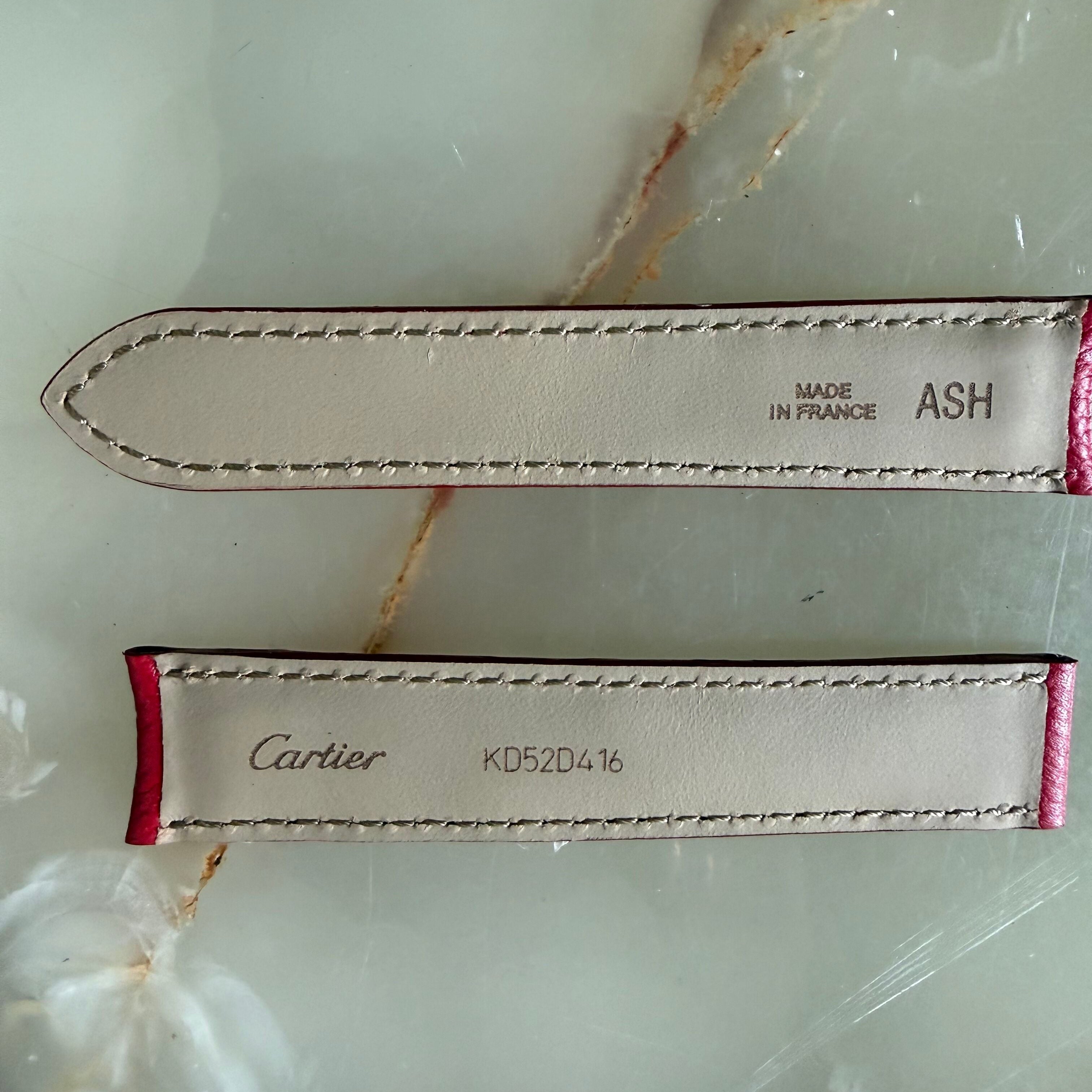 Authentic Cartier Red Calfskin Watch Strap Band 17mm KD52D416