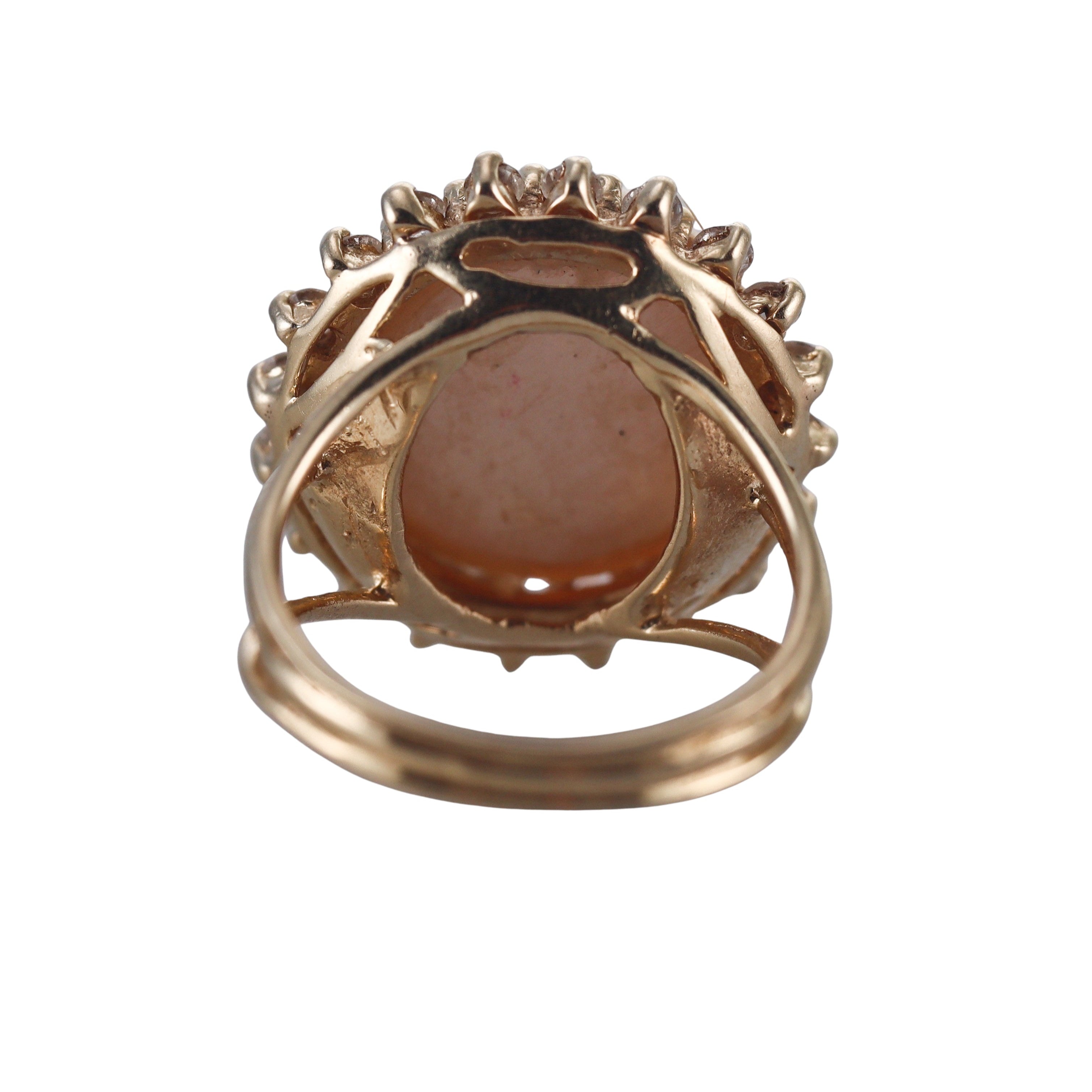 14k Yellow Gold Pearl Diamond Ring