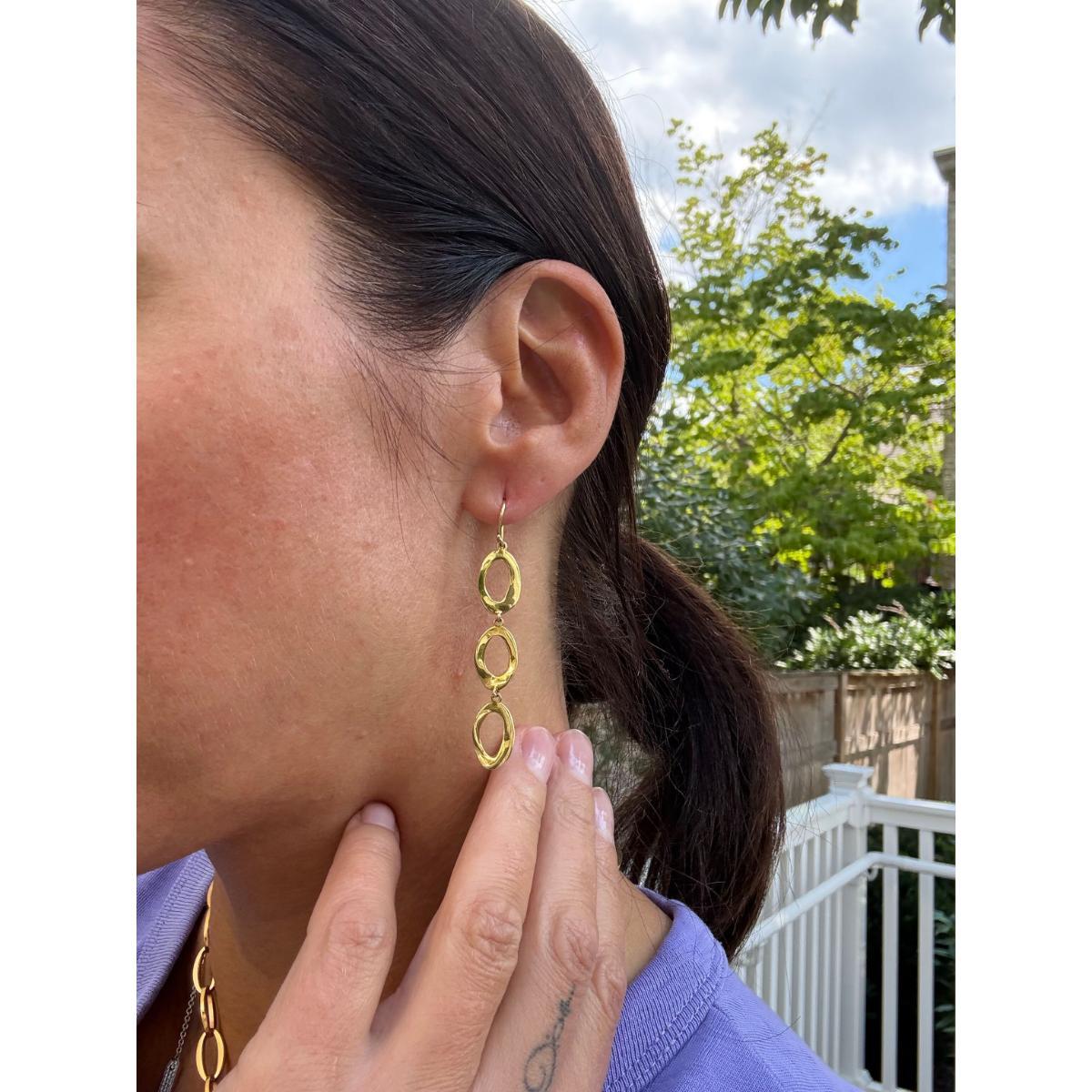 Ippolita Classico 3 Link 18k Gold Oval Drop Earrings