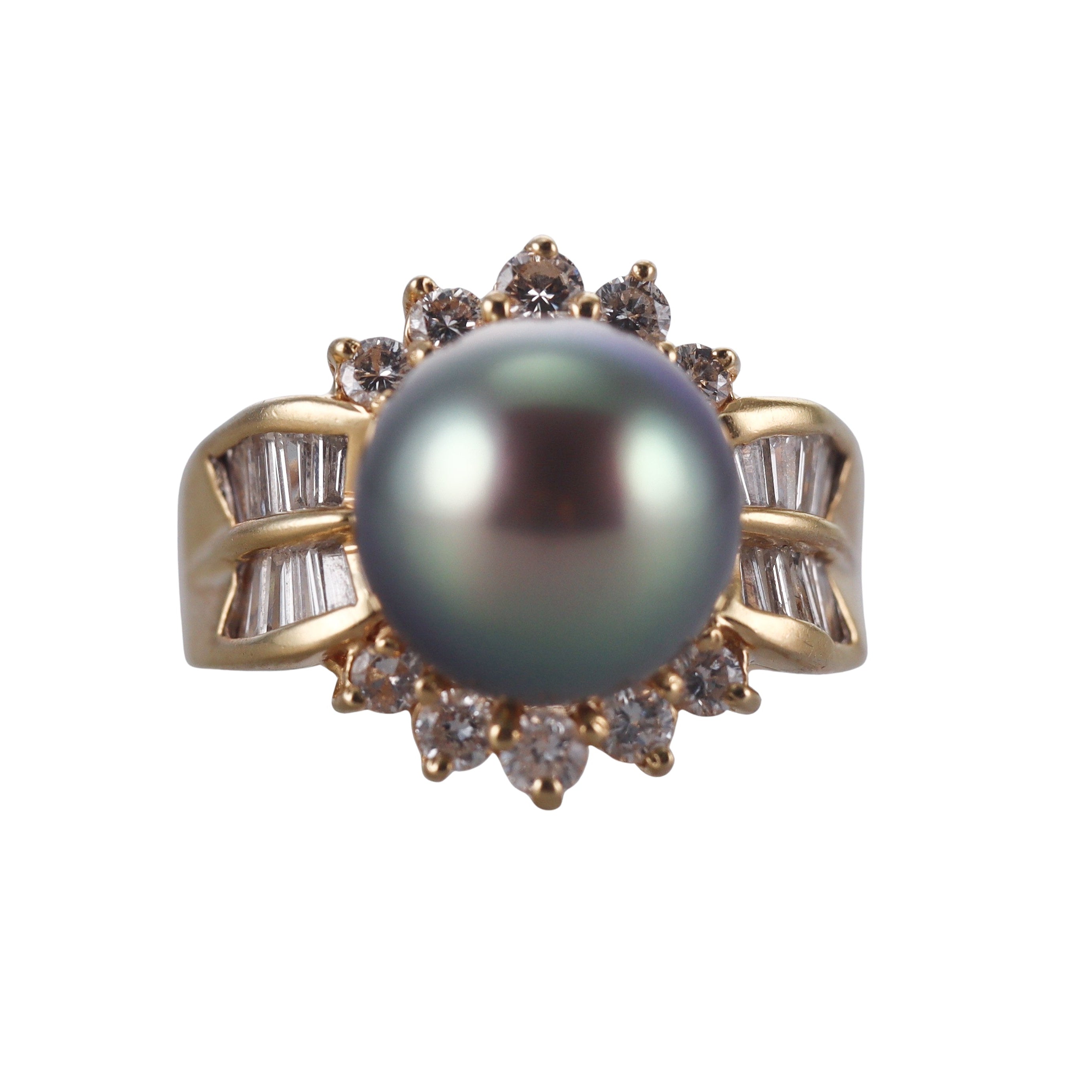 18k Yellow Gold Pearl Diamond Ring