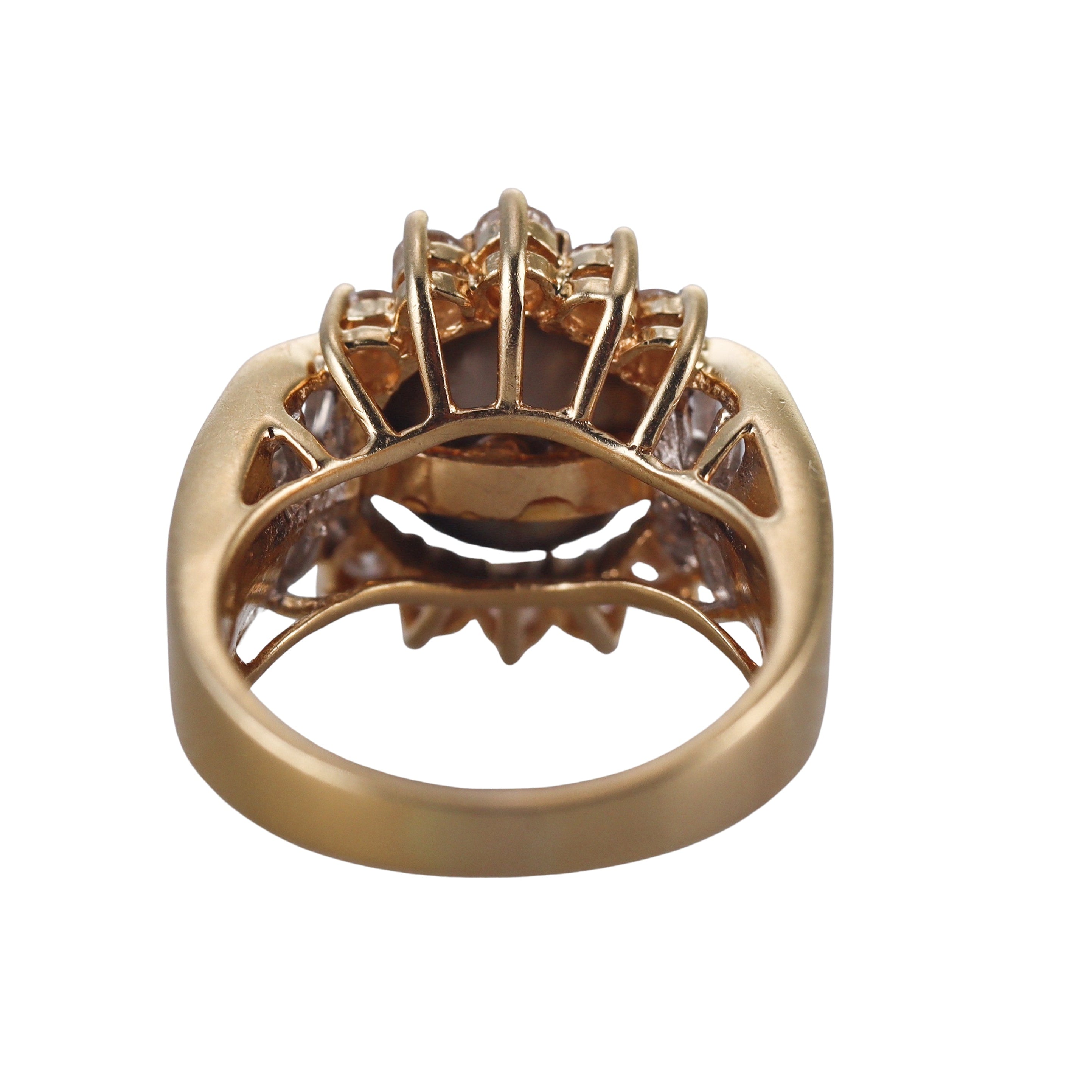18k Yellow Gold Pearl Diamond Ring