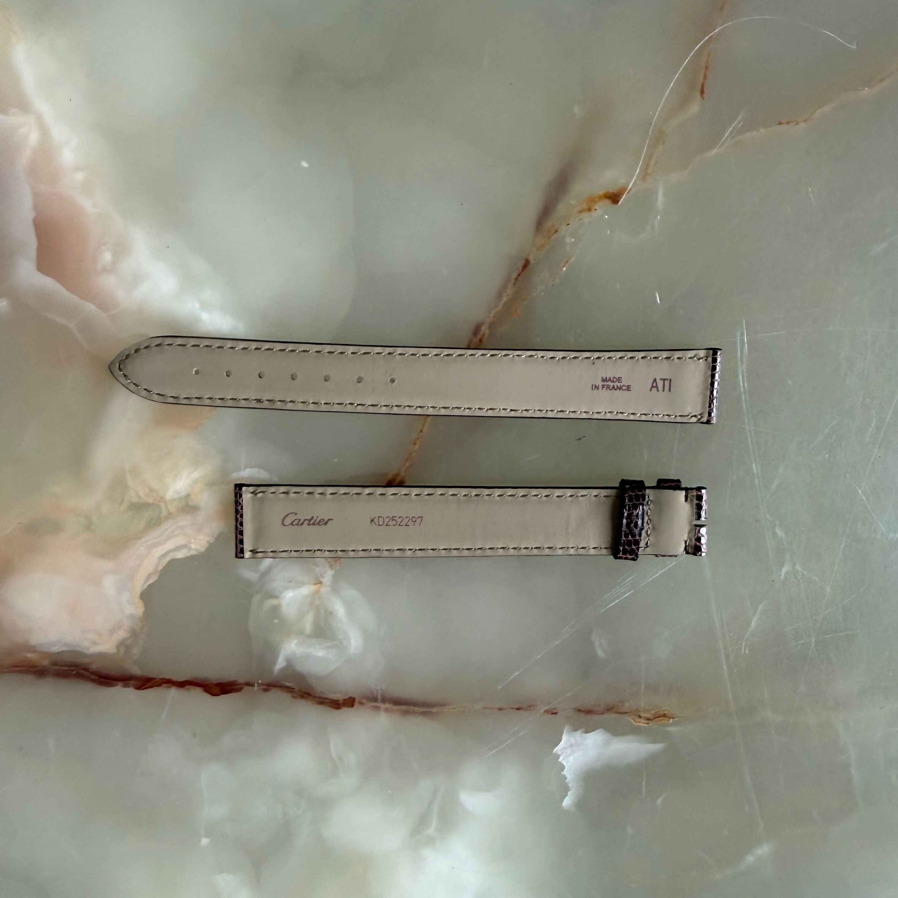 Authentic Cartier Brown Lizard Watch Strap Band 17.25mm KD252297