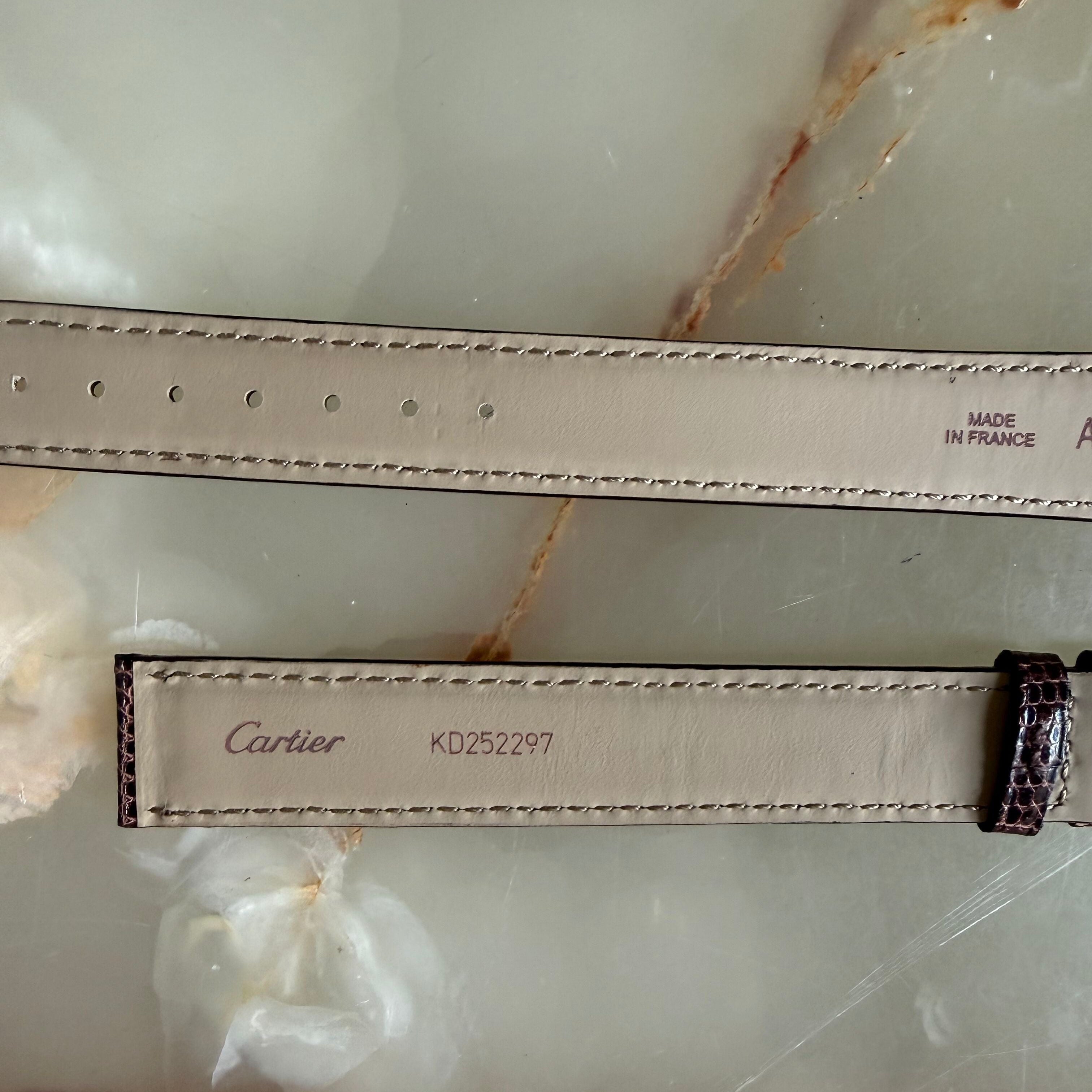 Authentic Cartier Brown Lizard Watch Strap Band 17.25mm KD252297