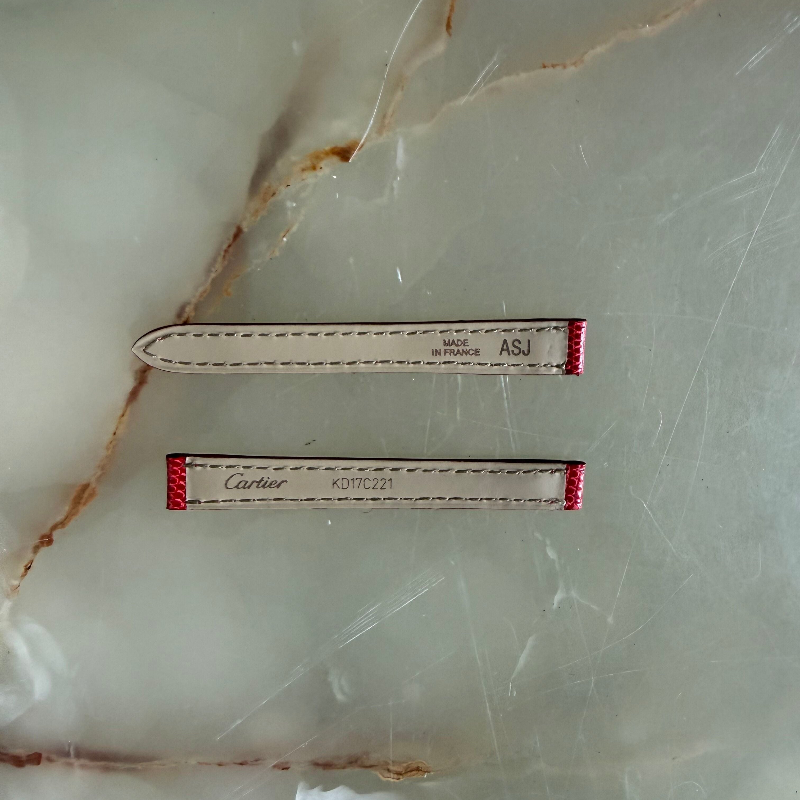 Authentic Cartier Red Lizard Watch Strap Band 10.50mm KD17Z221