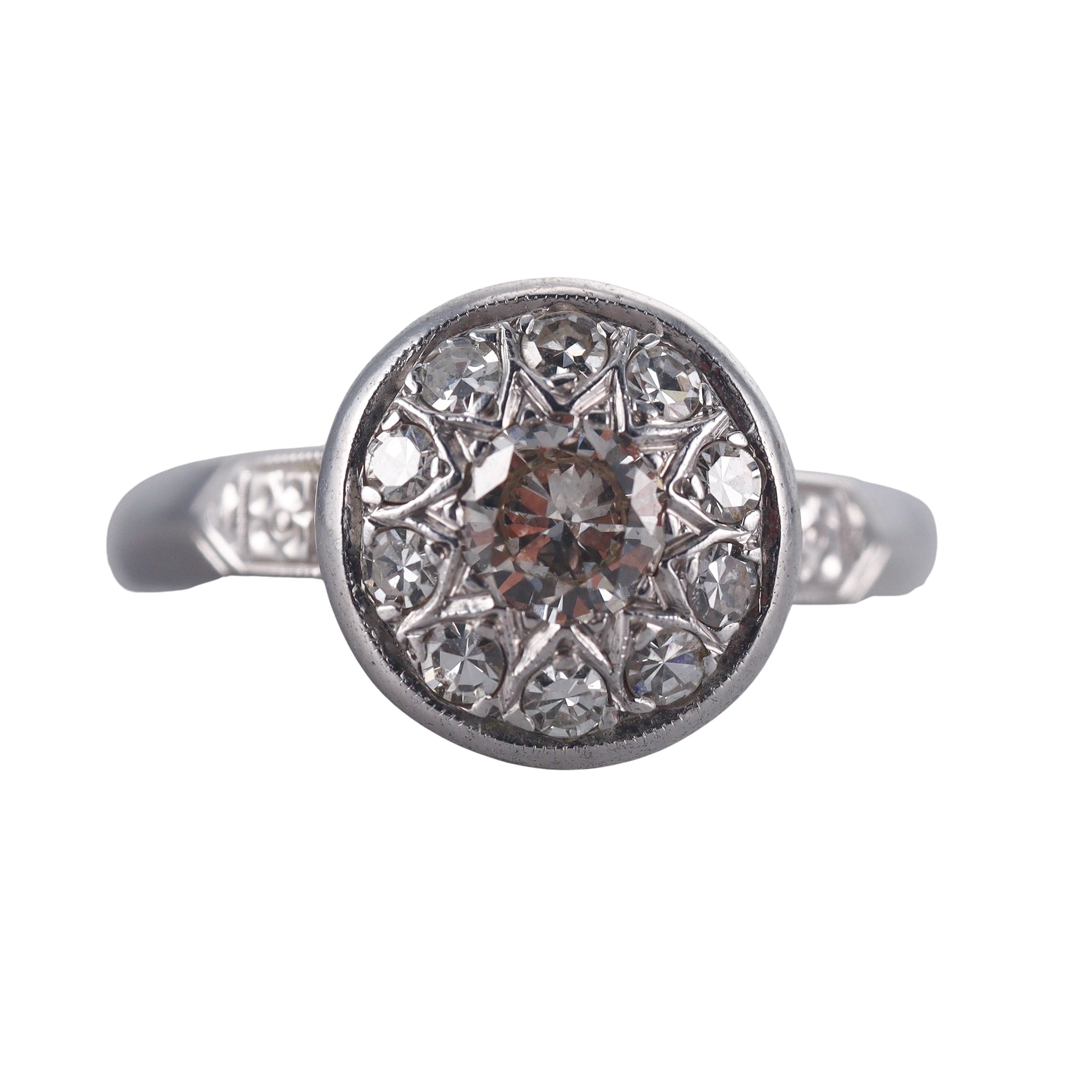 Mid Century 14k White Gold Diamond Ring