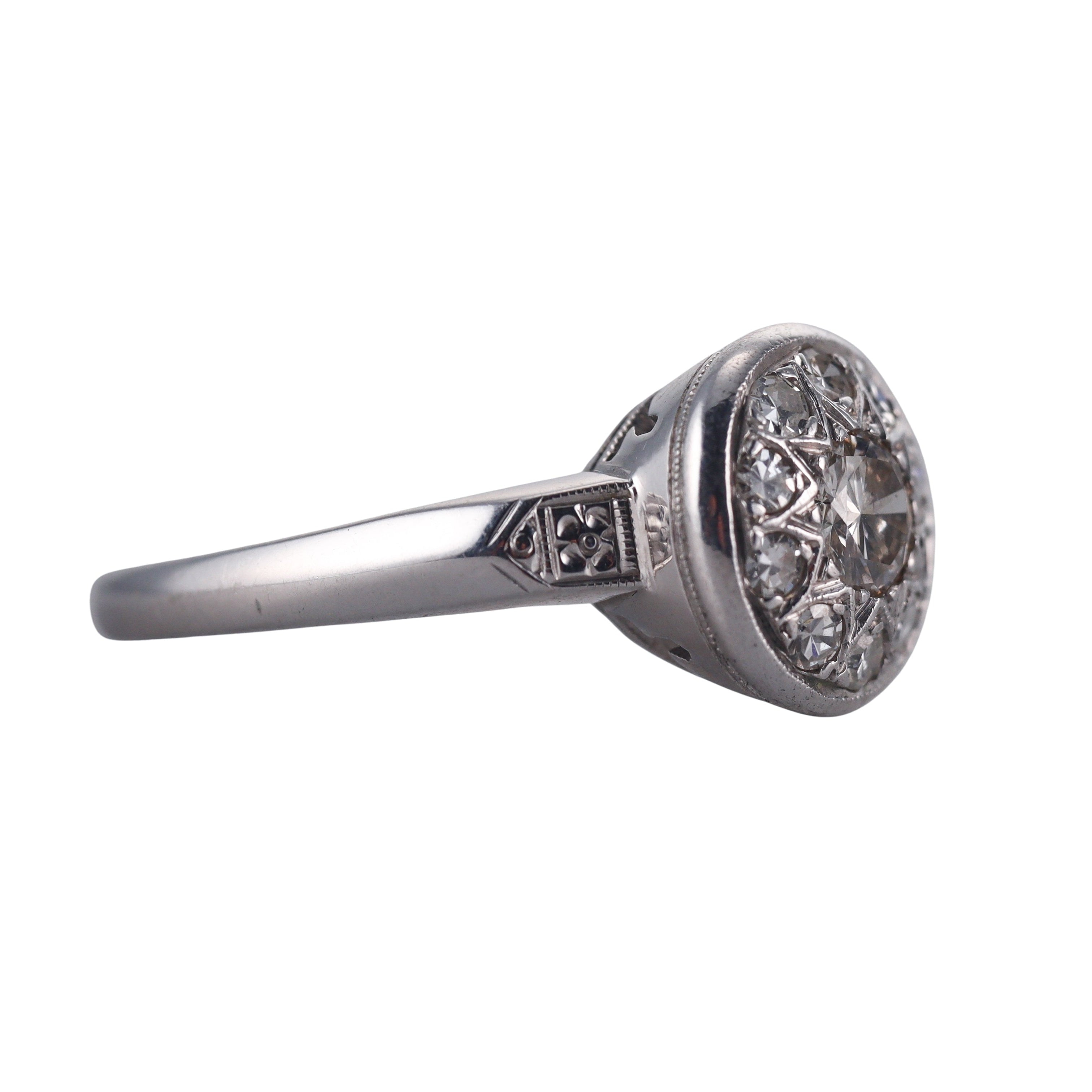 Mid Century 14k White Gold Diamond Ring