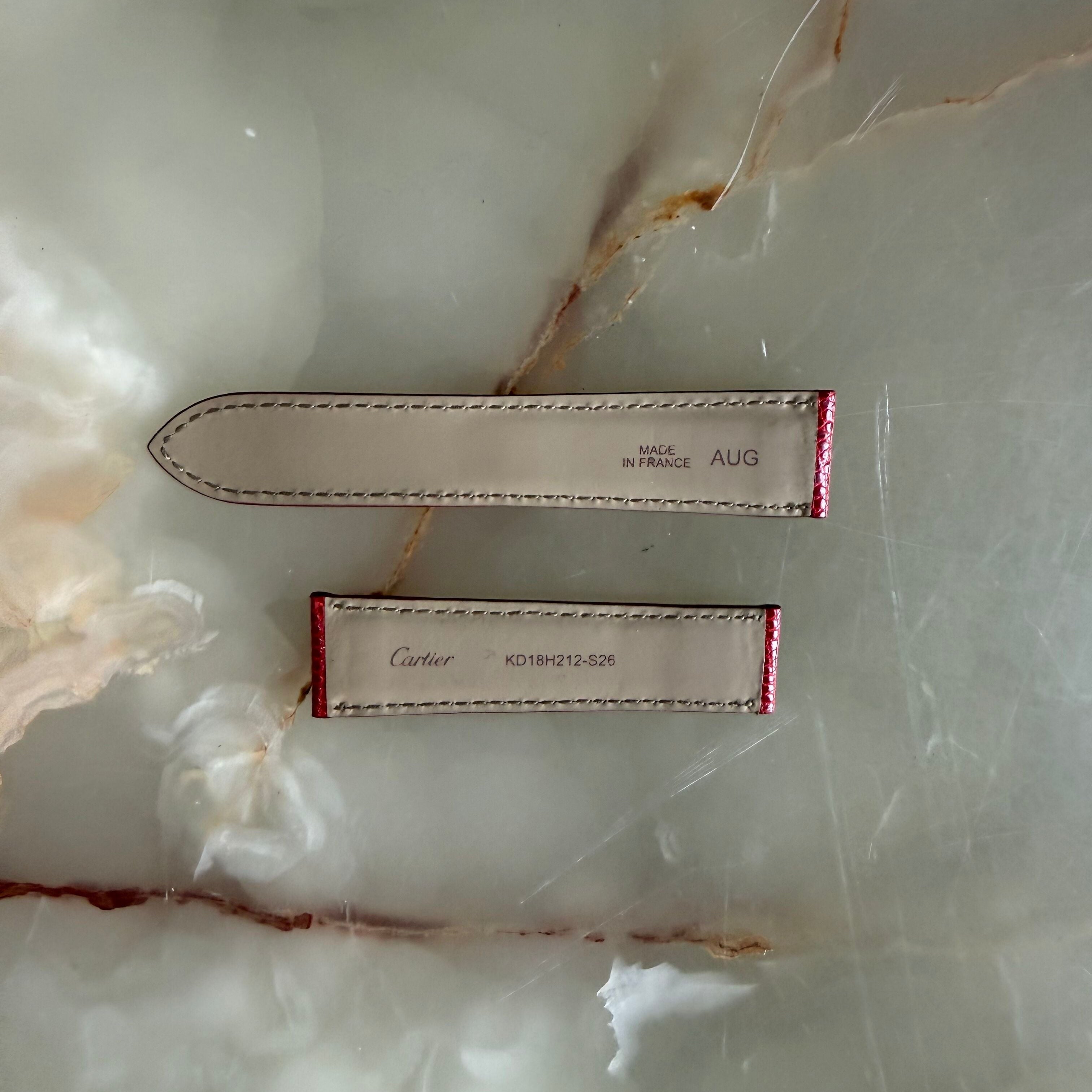 Authentic Cartier Red Lizard Watch Strap Band 20mm KD18H212-S26