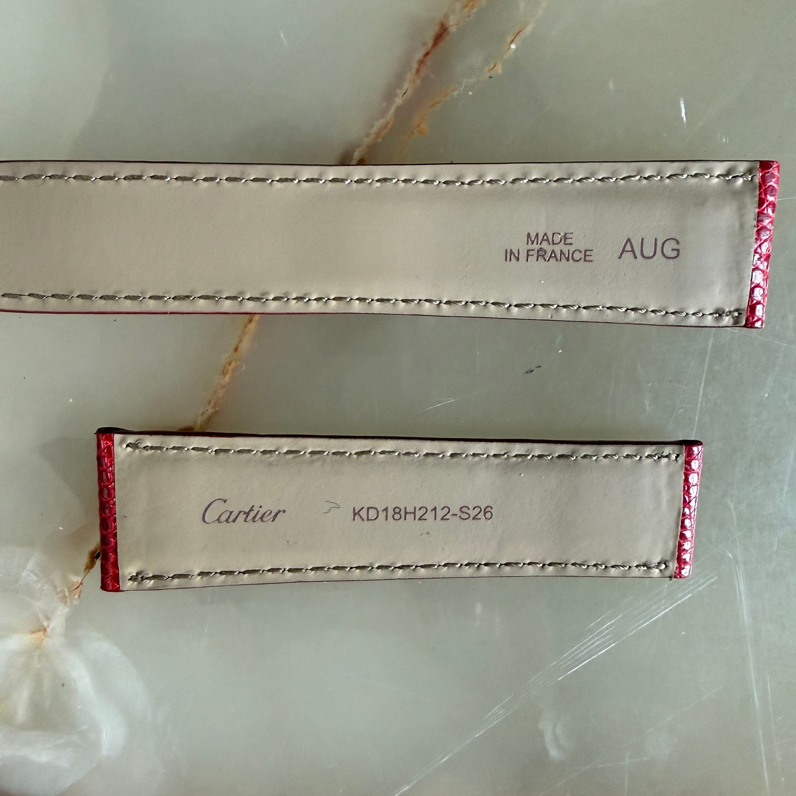 Authentic Cartier Red Lizard Watch Strap Band 20mm KD18H212-S26