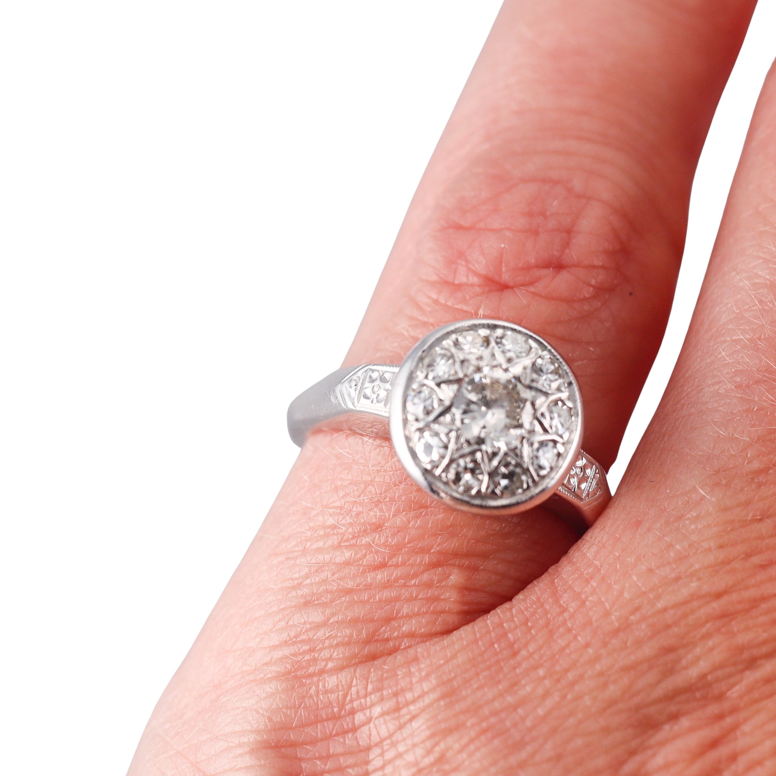 Mid Century 14k White Gold Diamond Ring