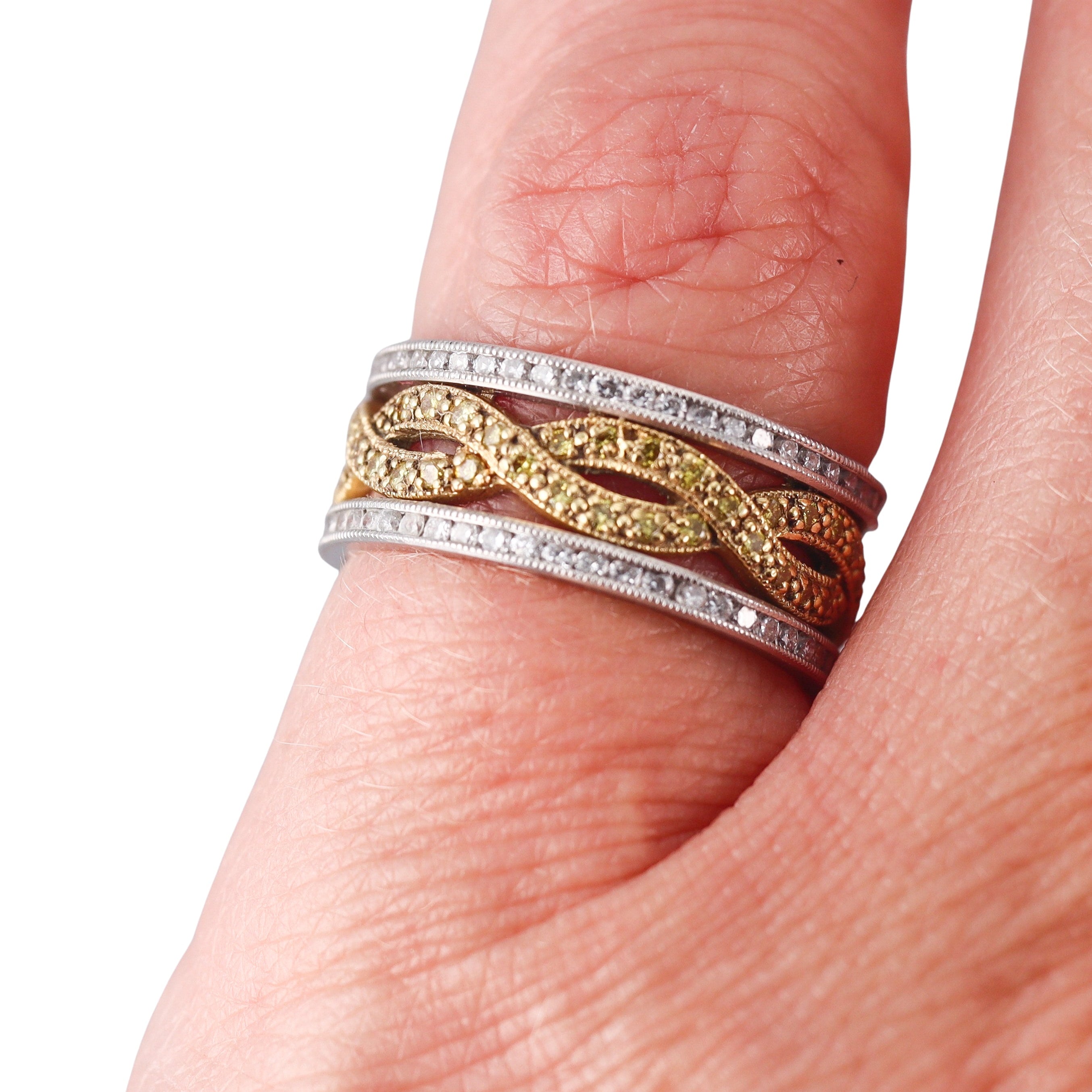 Platinum 18k Yellow Gold Diamond Eternity Band Ring