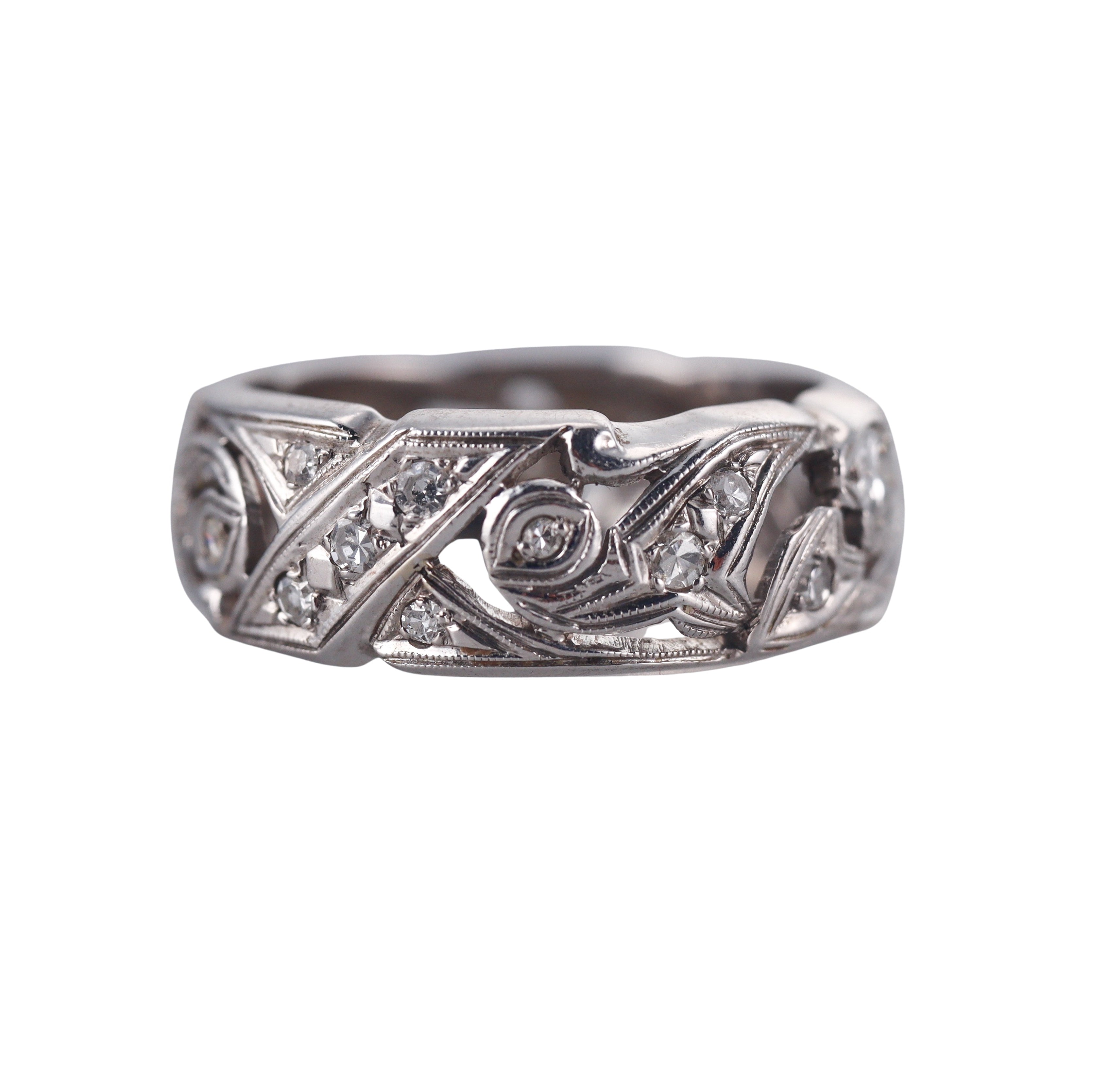 Mid Century 14k Gold Diamond Eternity Band Ring