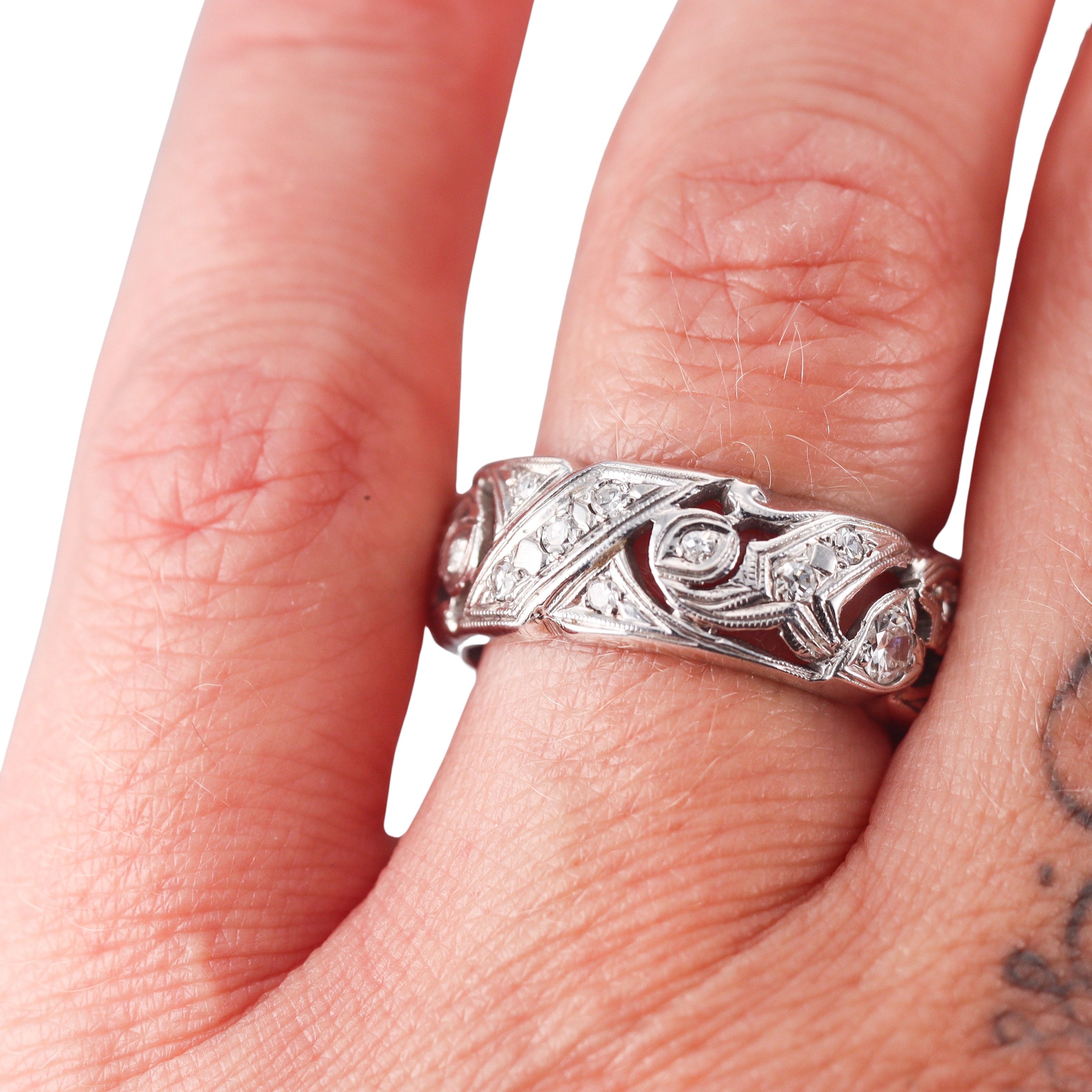 Mid Century 14k Gold Diamond Eternity Band Ring
