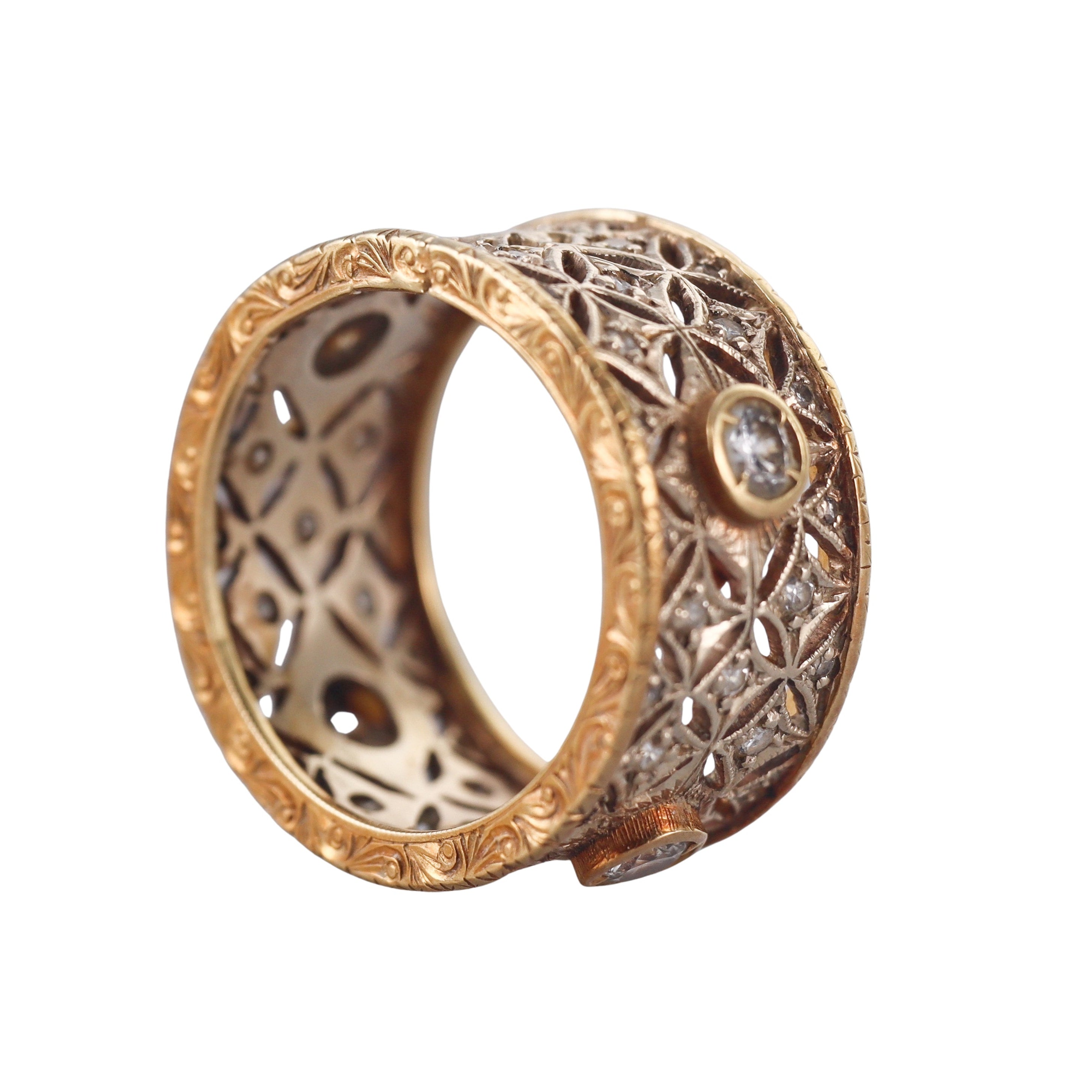 14k Gold Diamond Openwork Band Ring