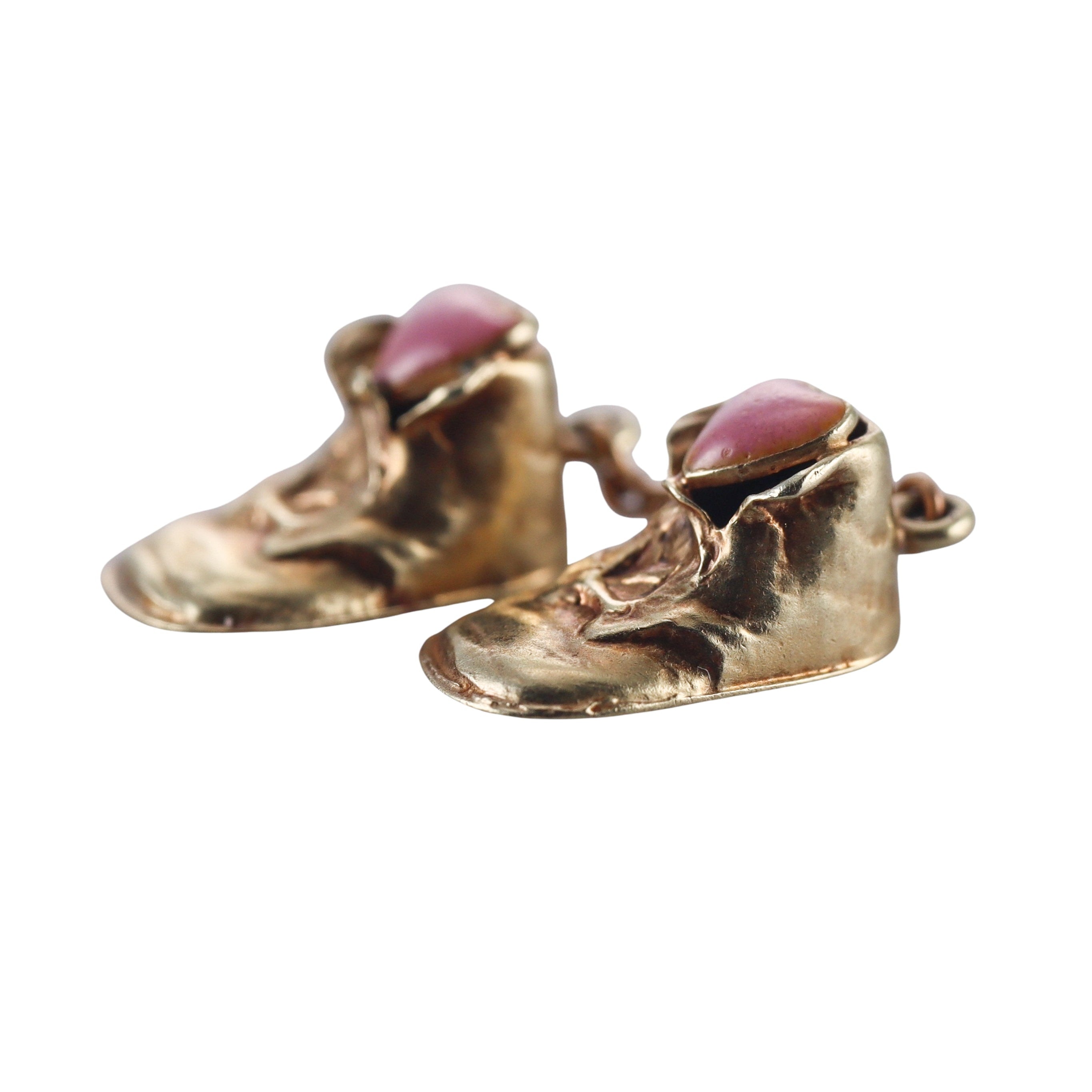 Vintage 14k Gold Enamel Baby Shoes Pendant Charm