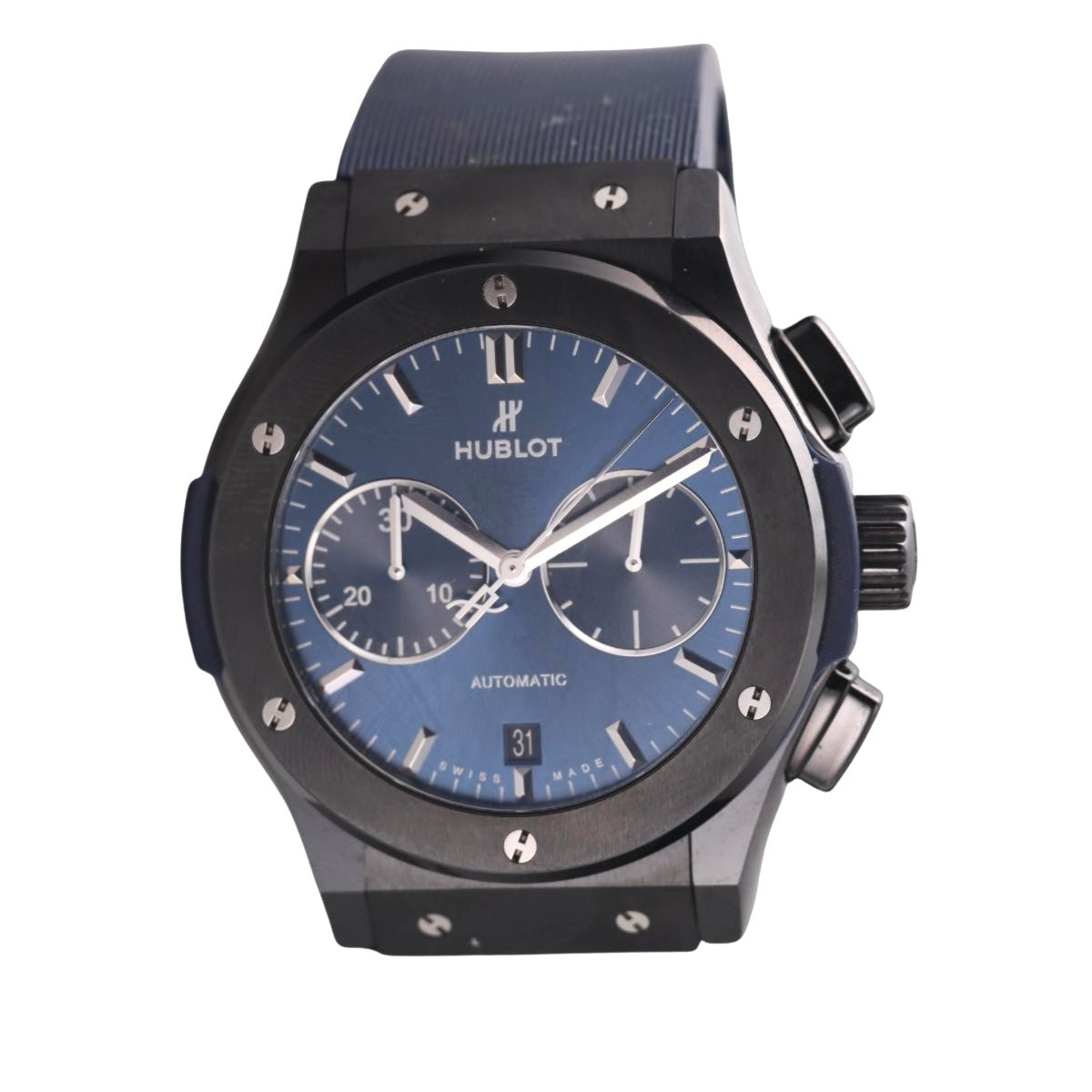 Hublot Classic Fusion Blue Dial Ceramic Chronograph Watch 521.CM.7170.RX
