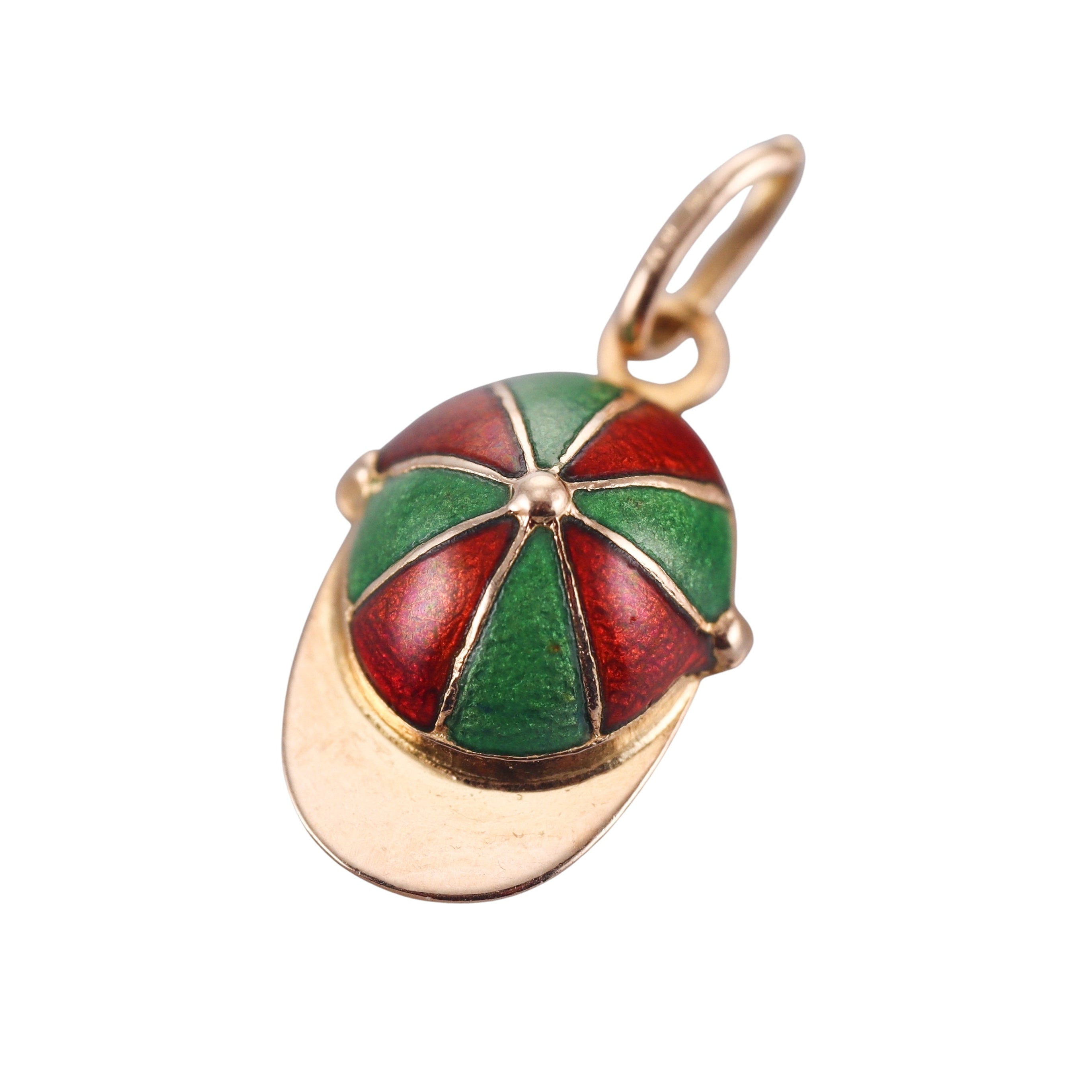 Vintage 14k Gold Enamel Jockey Hat Pendant Charm