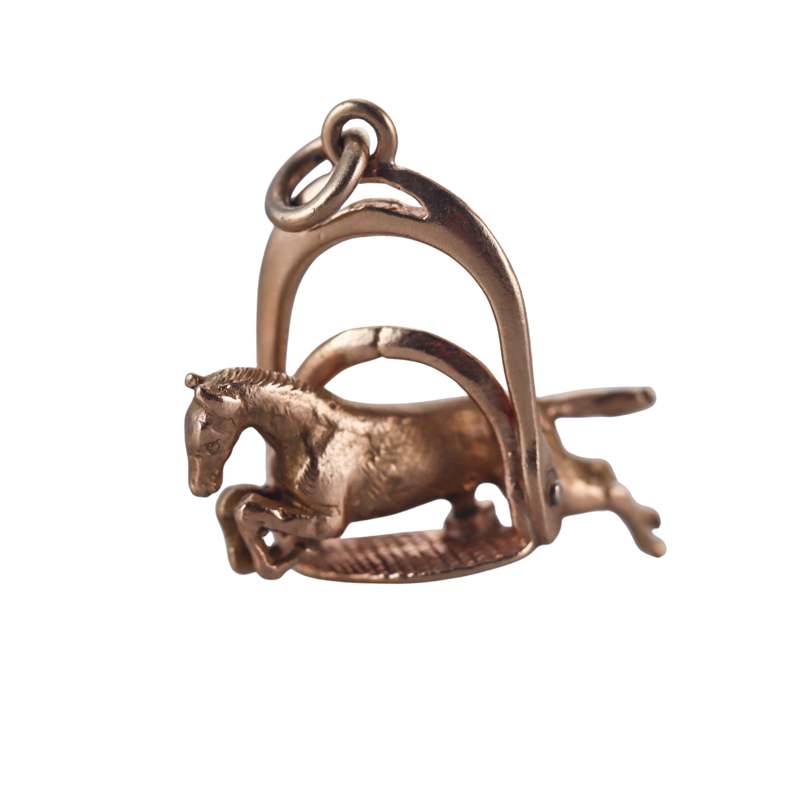Vintage English 9k Gold Horse Stirrup Pendant Charm