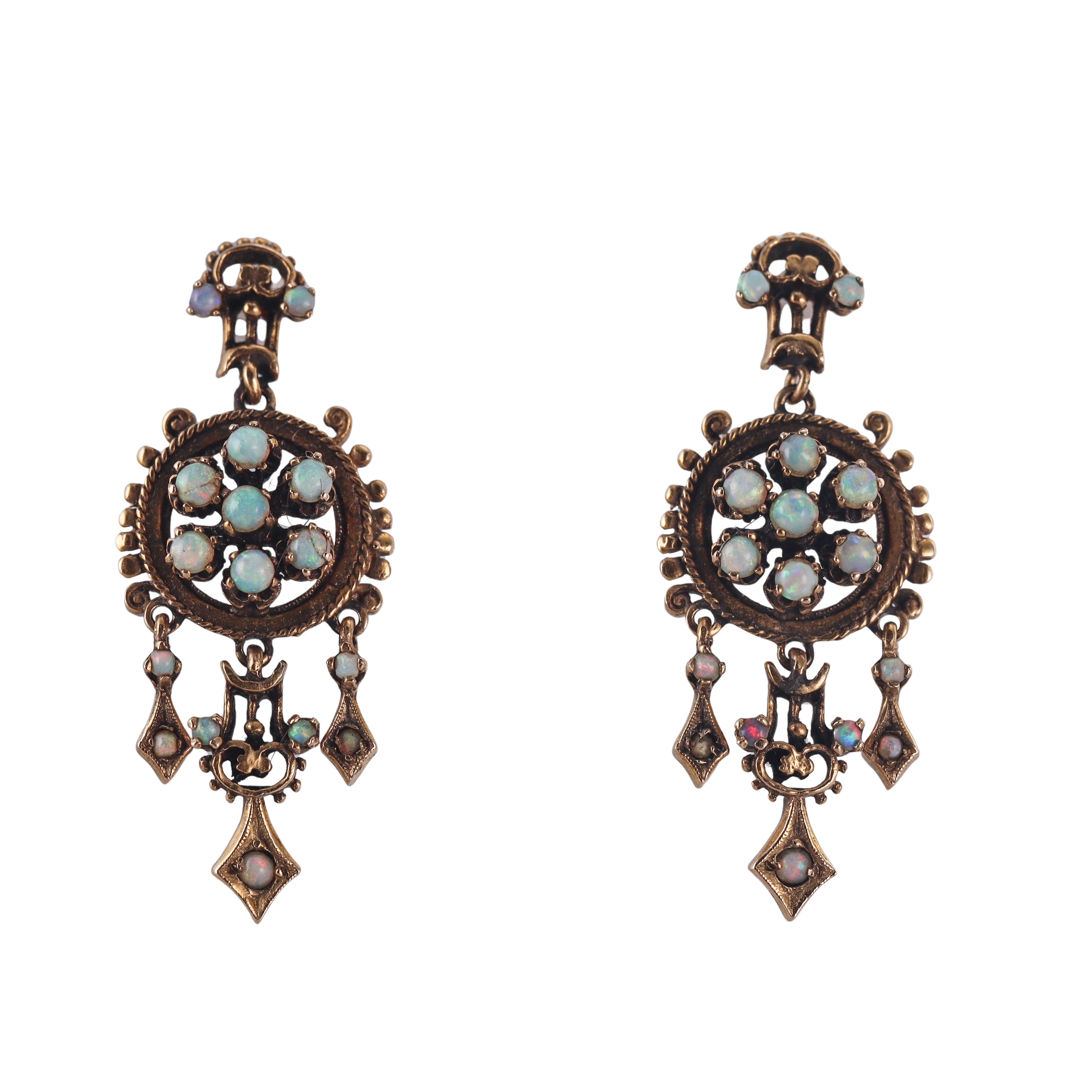 Vintage 14k Gold Opal Drop Earrings