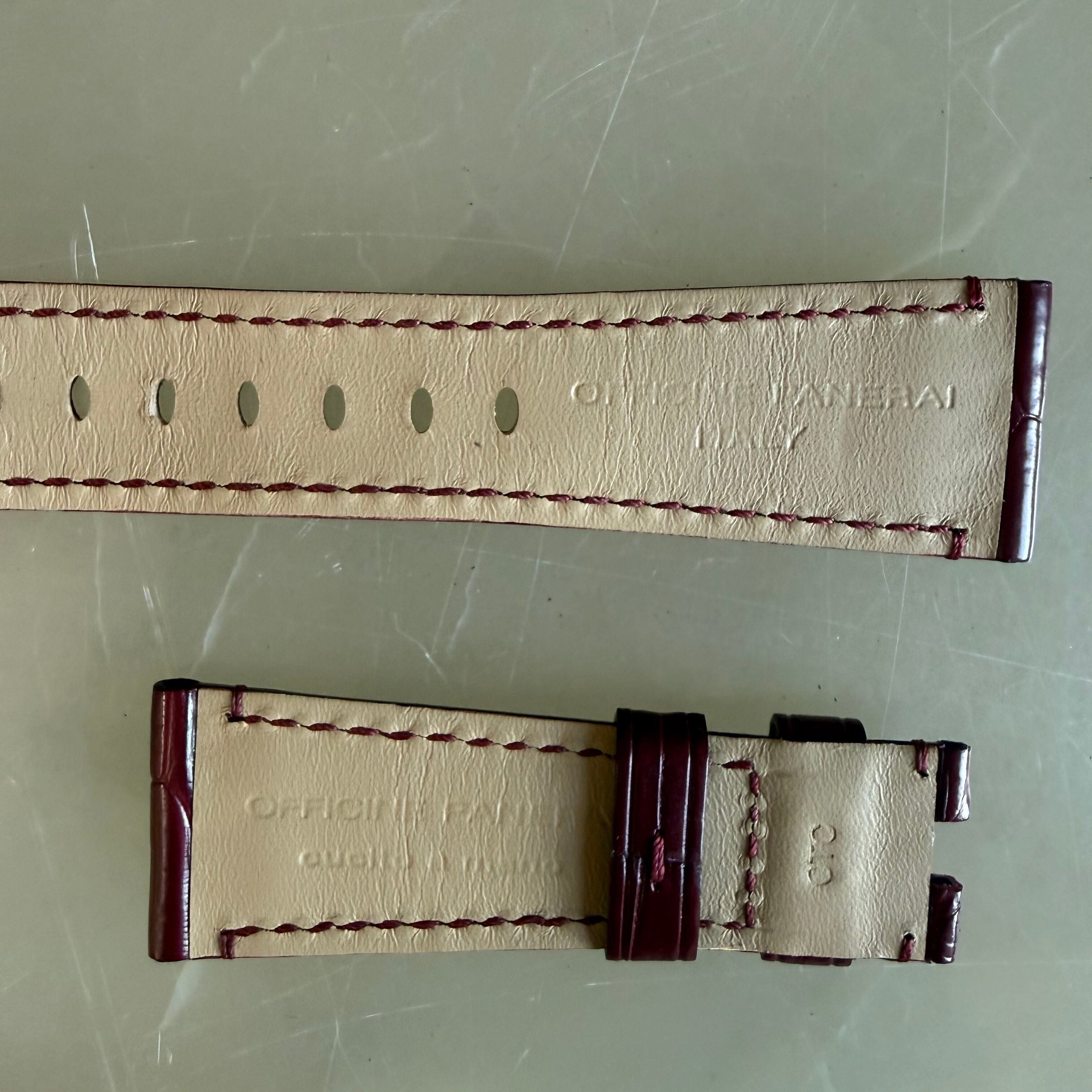 Authentic Panerai Burgundy Alligator Watch Strap Band 25mm