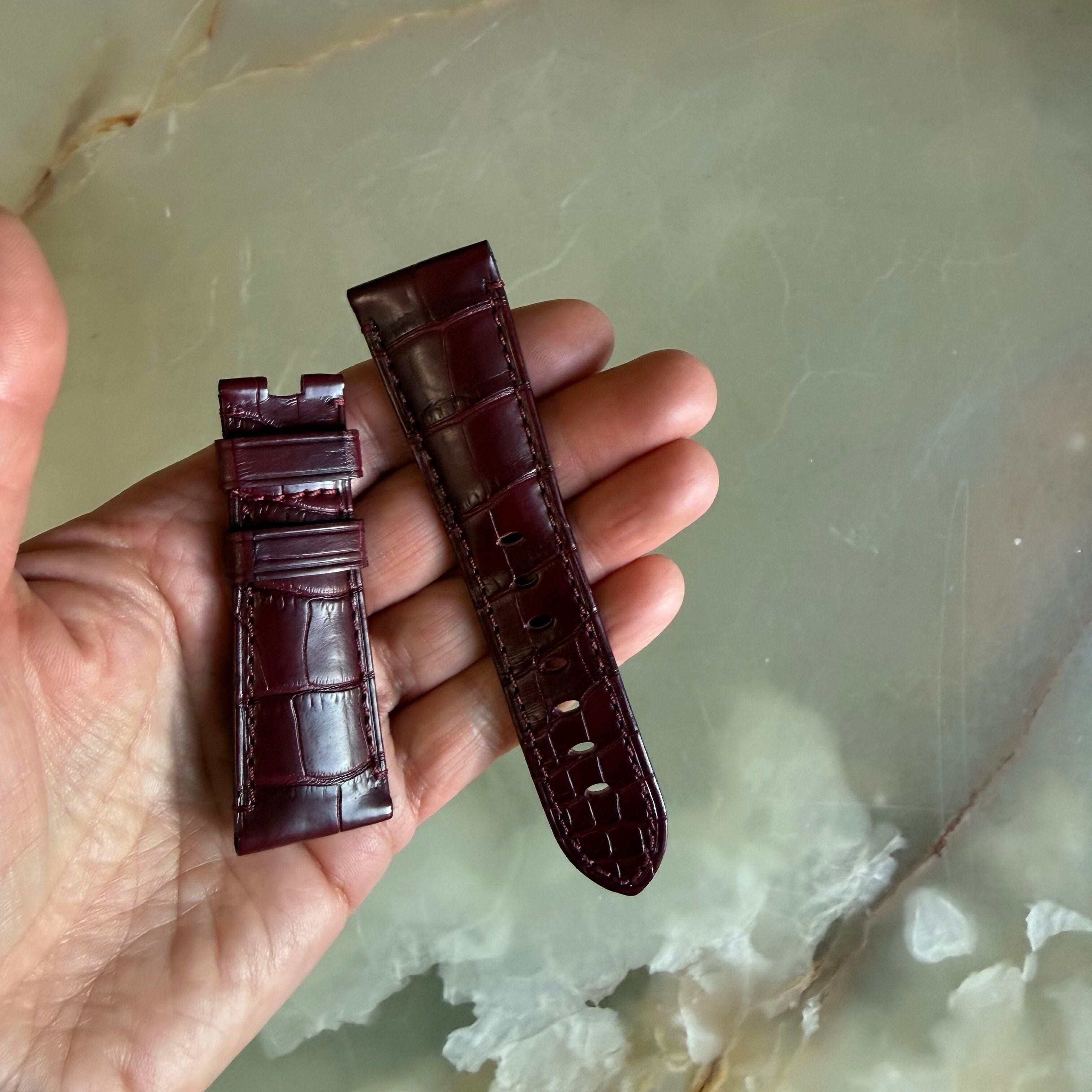 Authentic Panerai Burgundy Alligator Watch Strap Band 25mm
