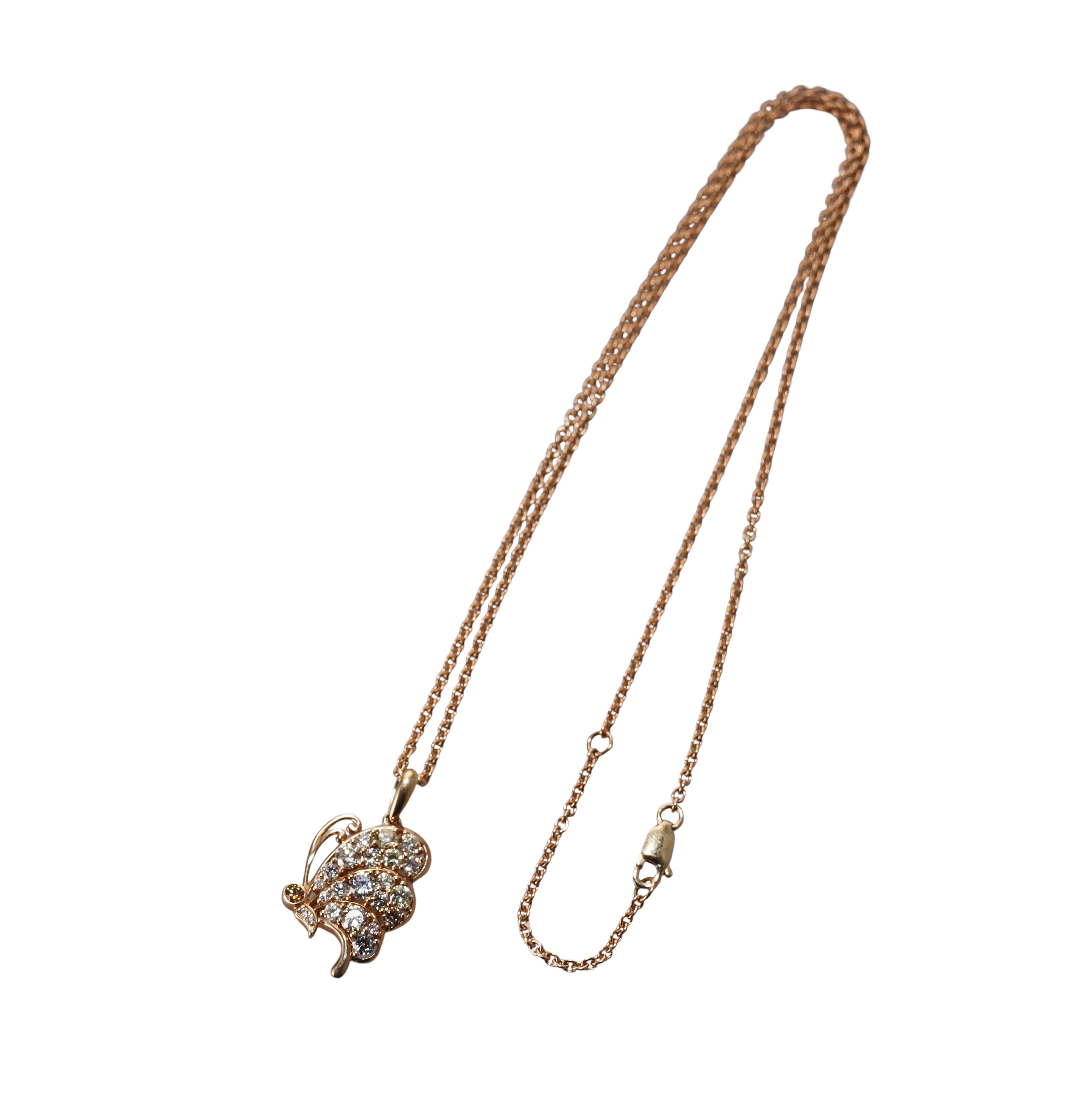 14k Gold 1.72ctw Diamond Butterfly Pendant Necklace