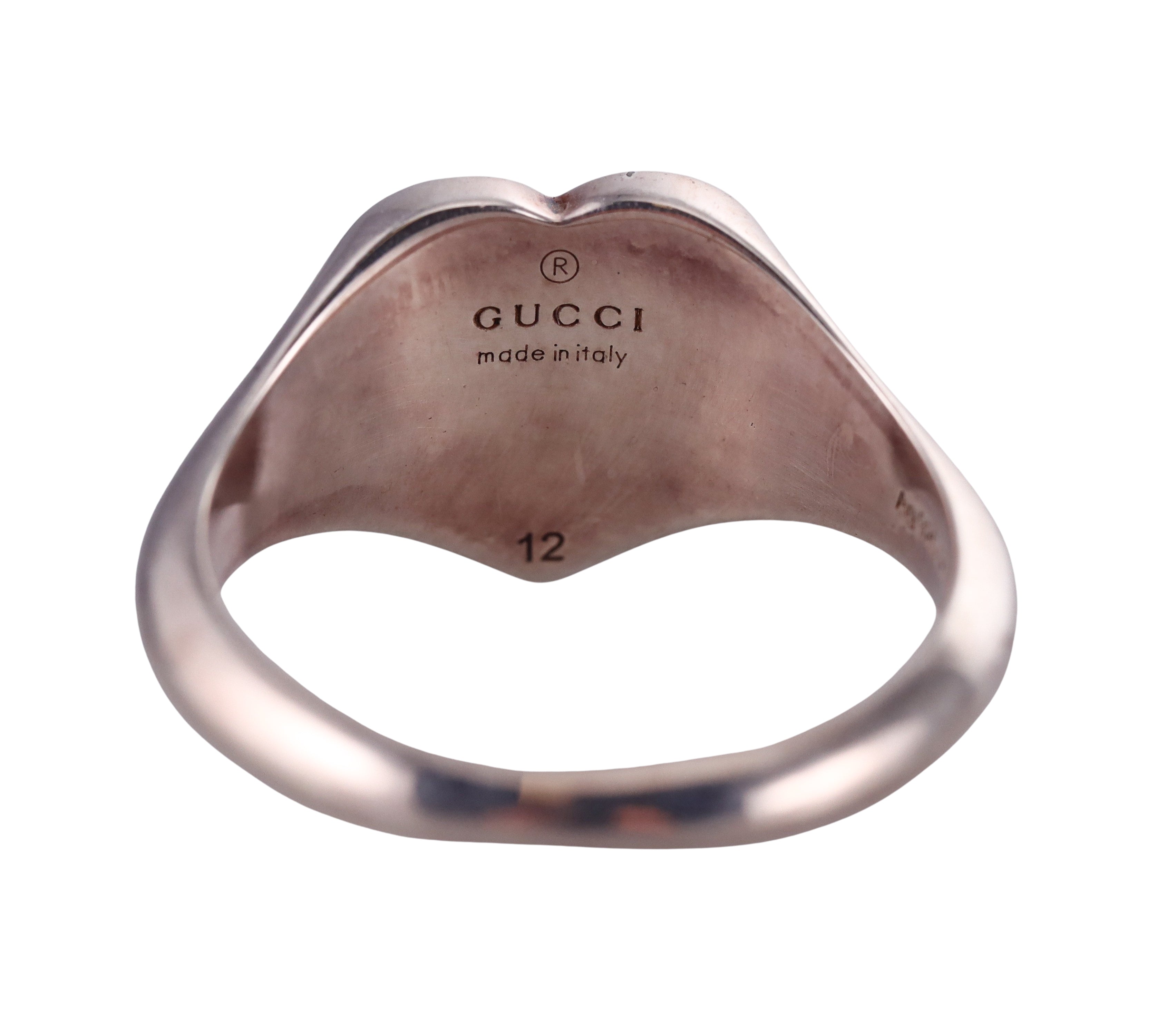 Gucci Sterling Silver Red Enamel Heart Ring Retail $350