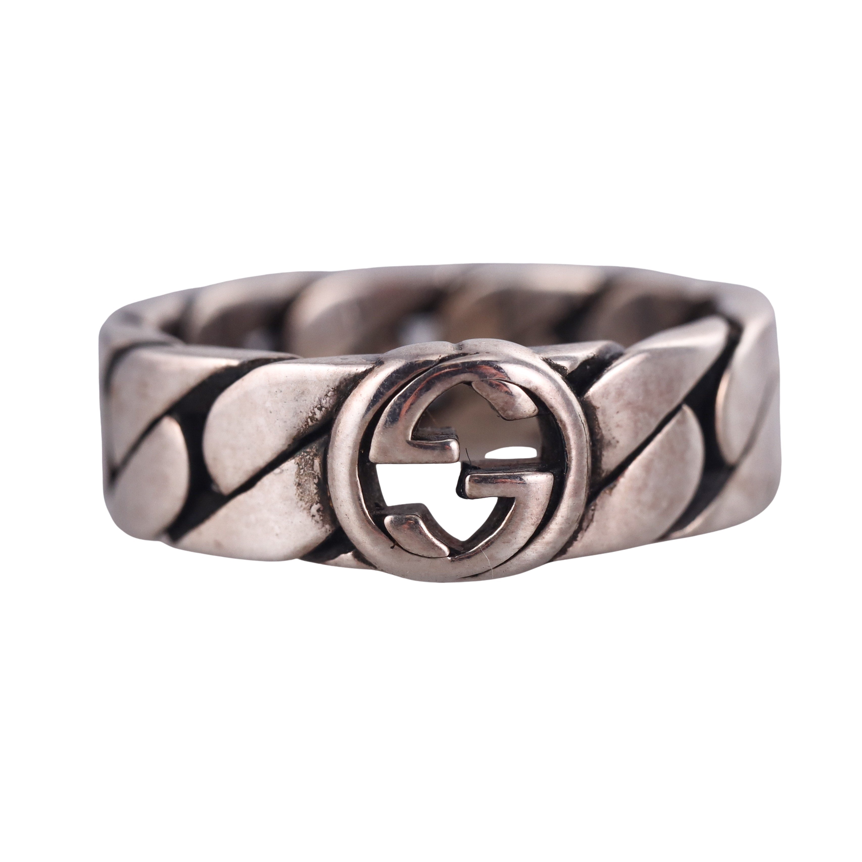 Gucci Sterling Silver Chain Ring Retail $310