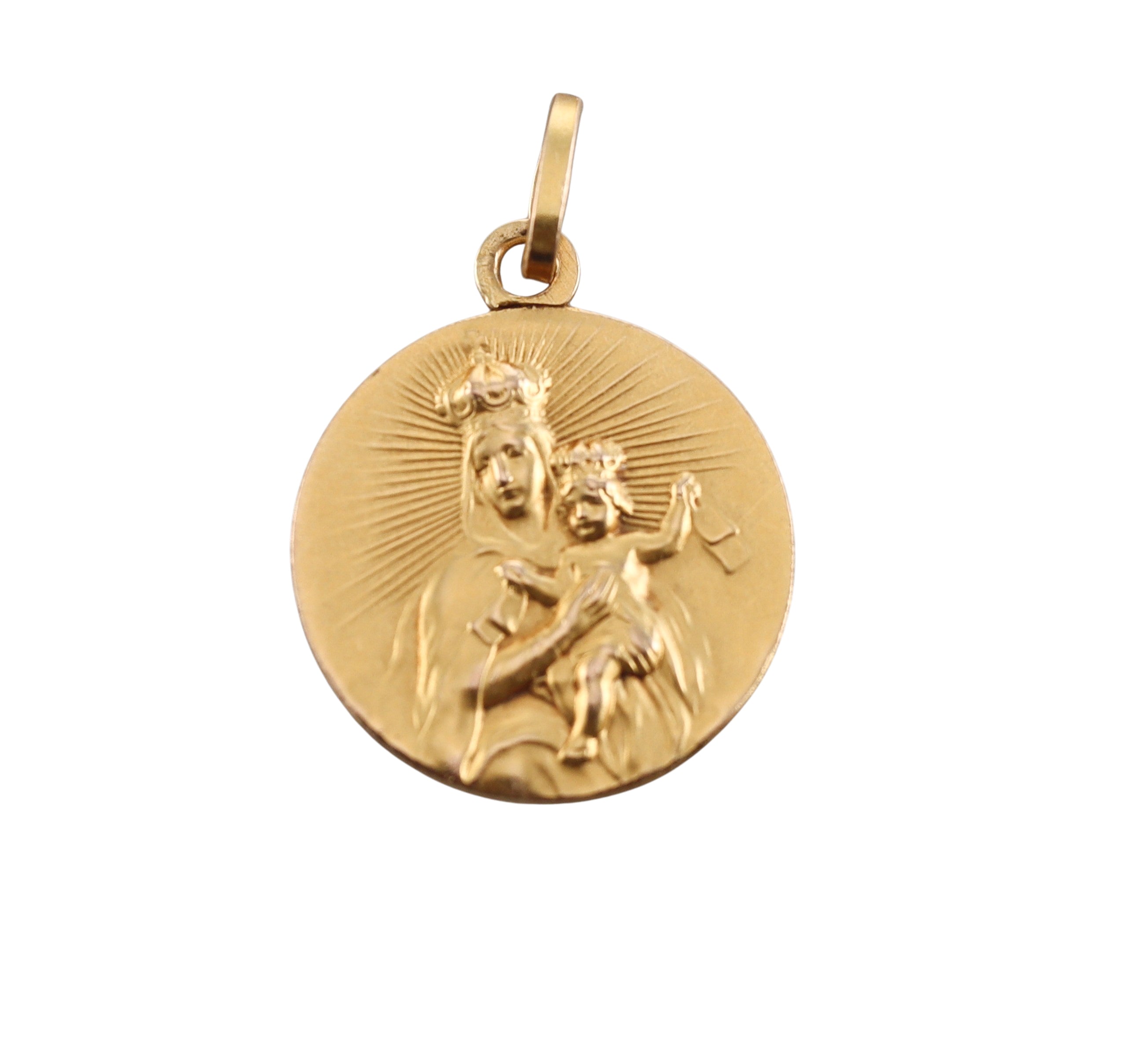 18k Gold Religious Charm Pendant