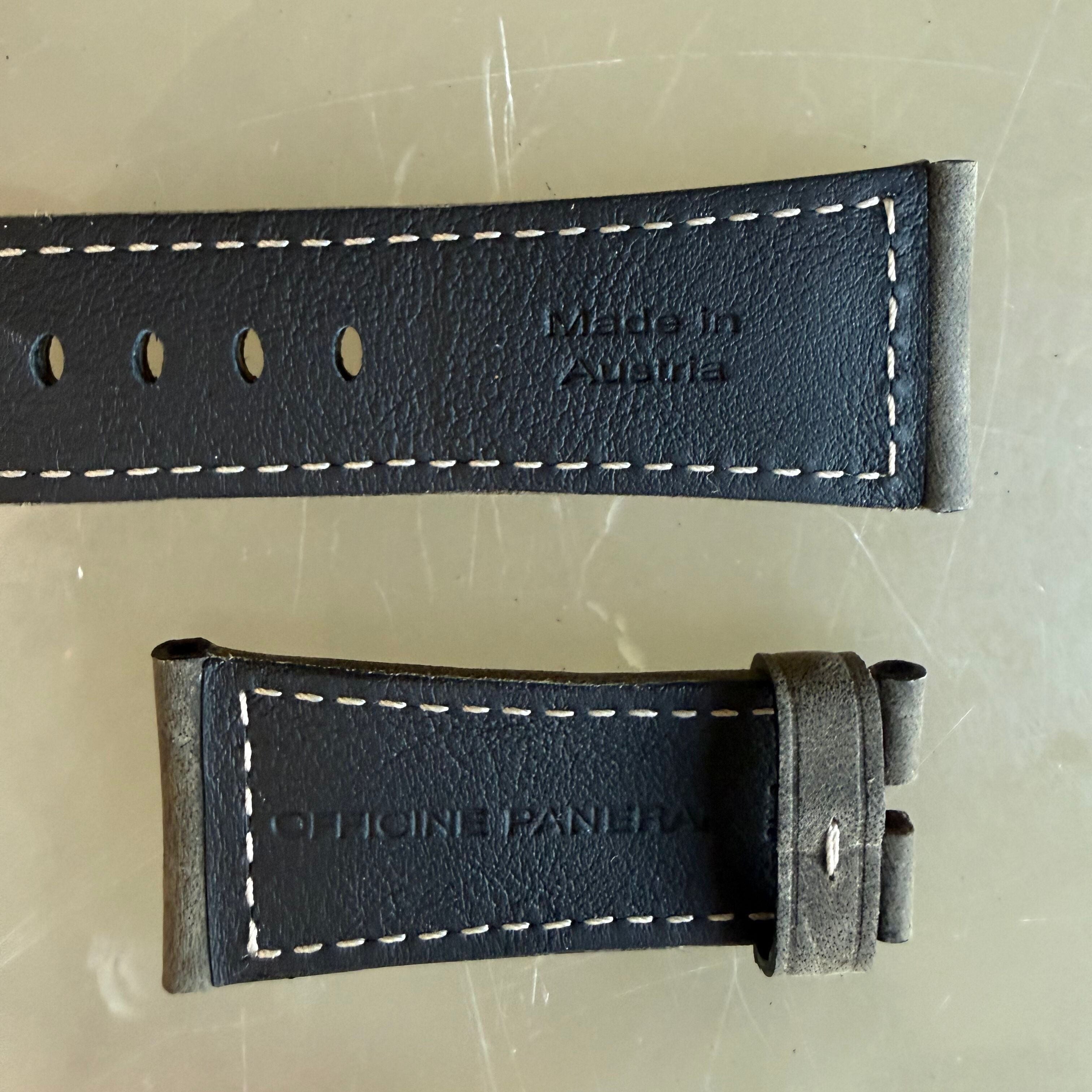 Authentic Panerai Grey Leather Watch Strap Band 26.25mm