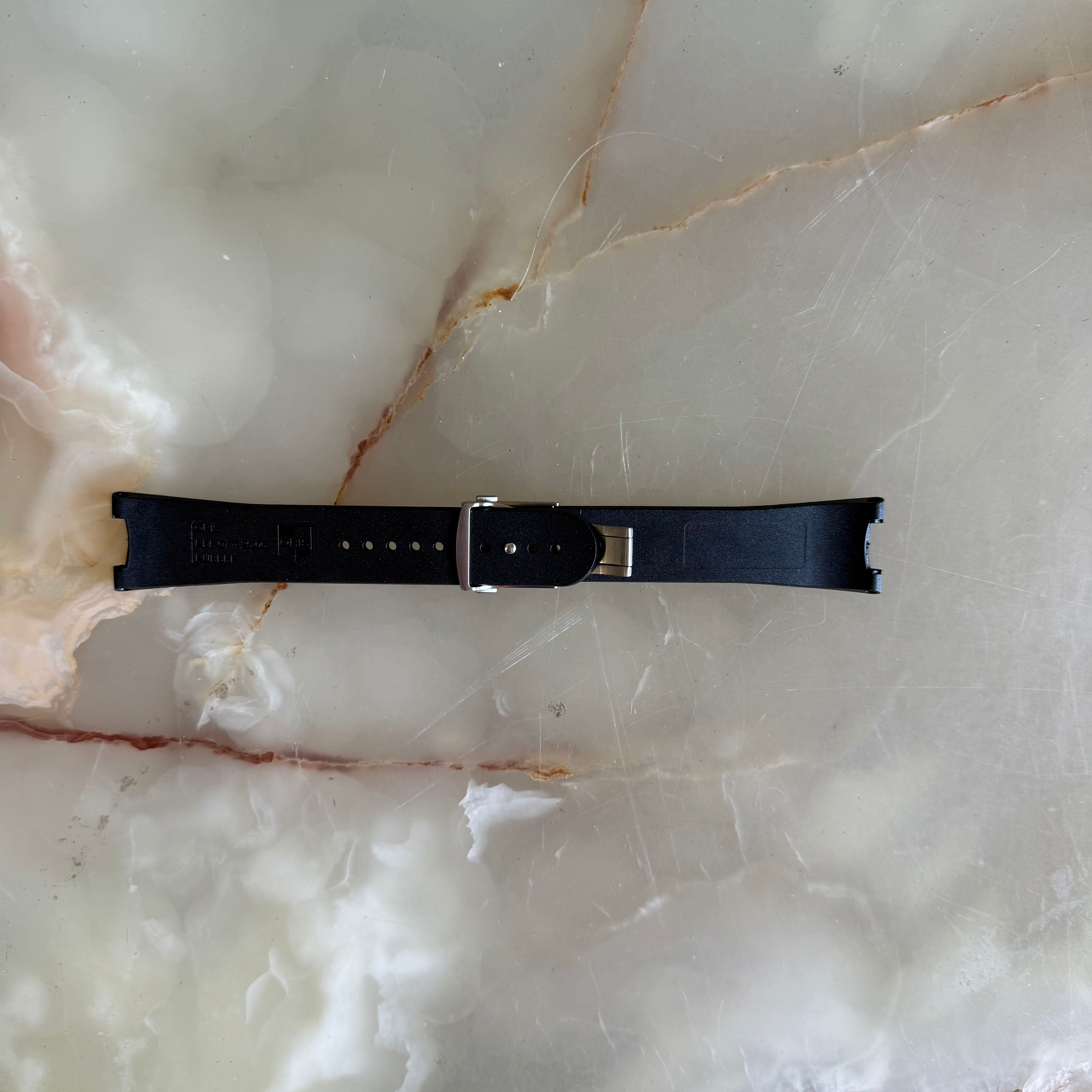 Authentic Oris Black Rubber Watch Strap Band 25mm w Deployant Buckle 0742506