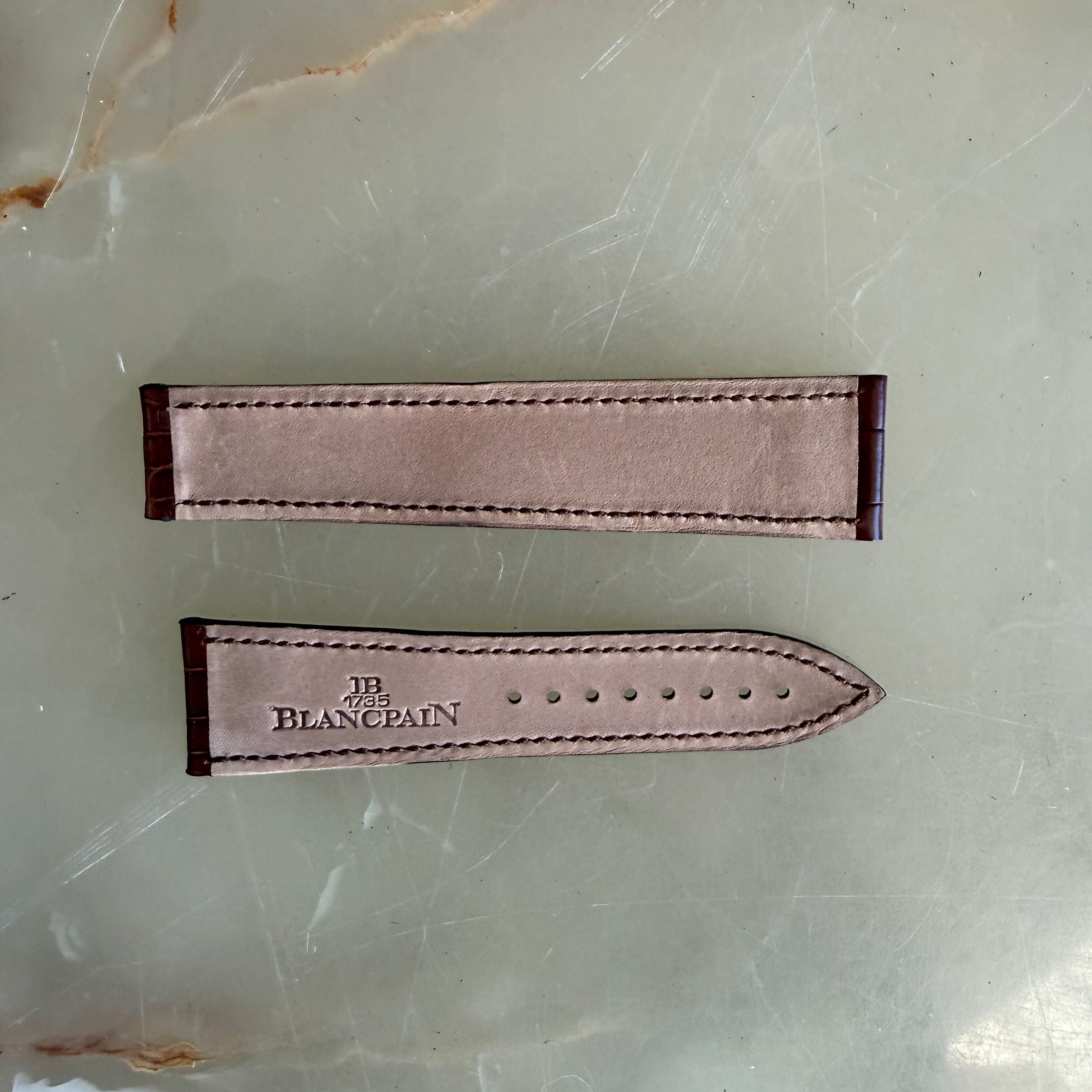 Authentic Blancpain Chocolate Brown Alligator Watch Band Strap 22.5mm