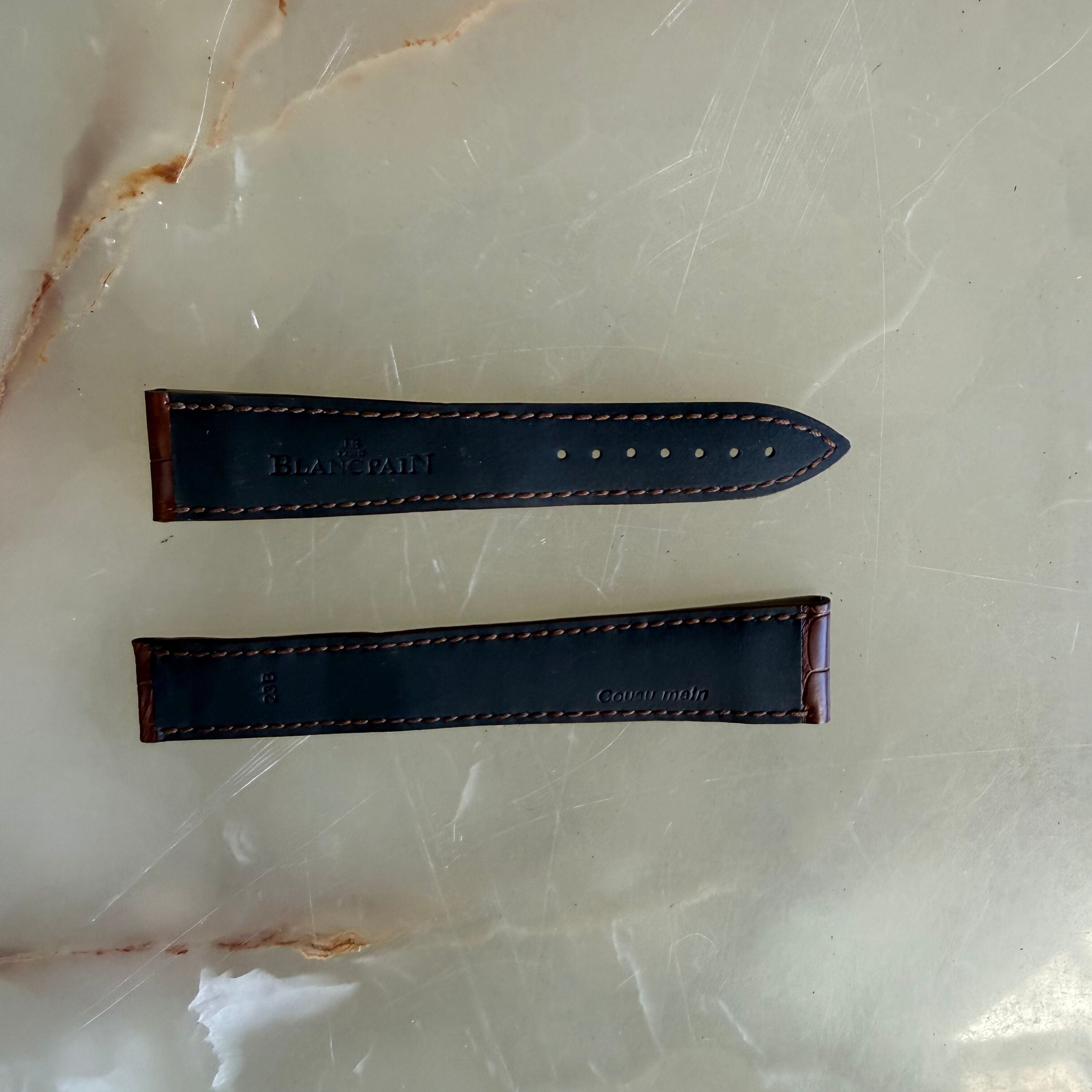 Authentic Blancpain Brown Crocodile Rubber Watch Band Strap 20mm