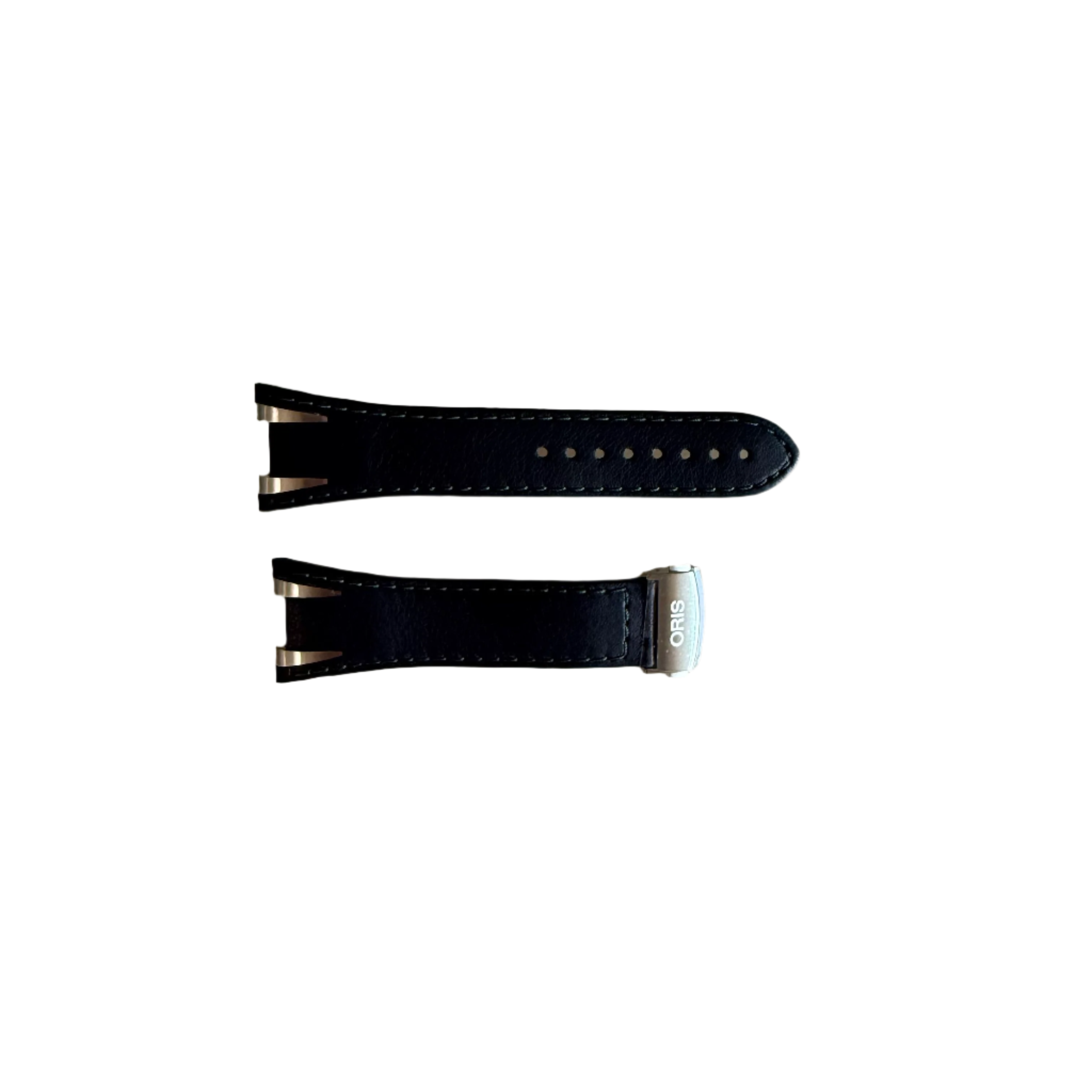 Authentic Oris TT3 Black Leather Watch Strap Band 28mm w Deployant Buckle 07 5 28 02FC