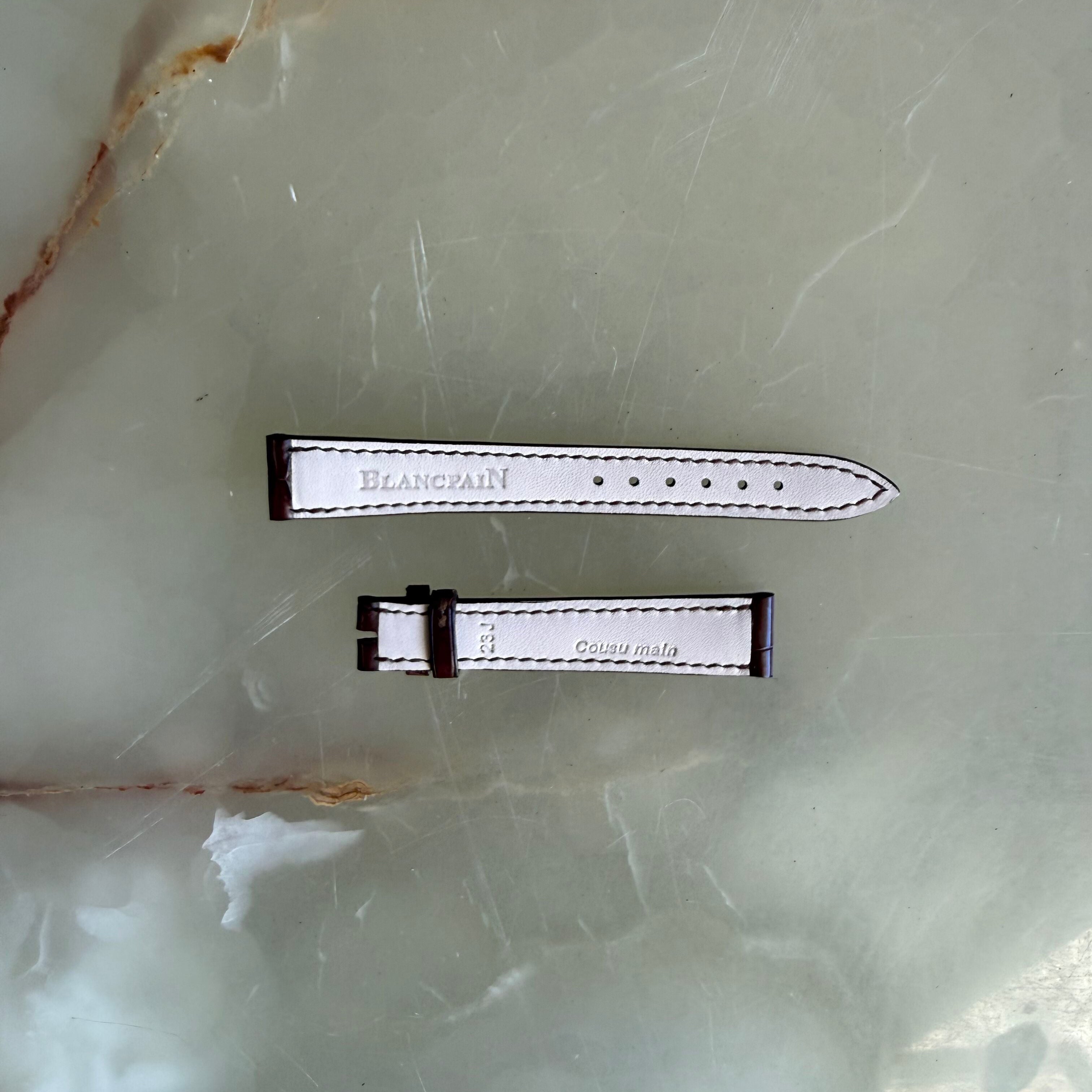 Authentic Blancpain Brown Crocodile Watch Band Strap 14.5mm