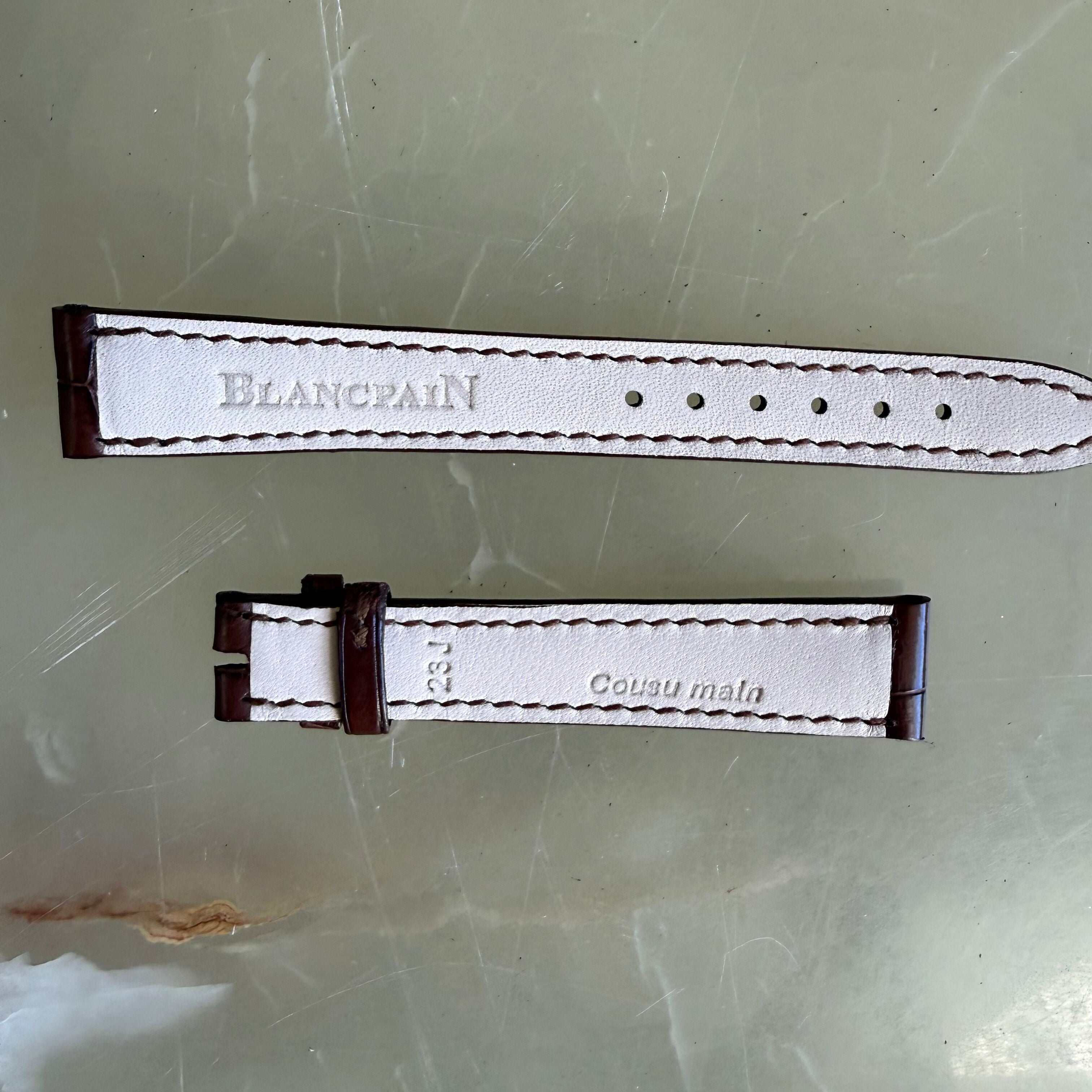 Authentic Blancpain Brown Crocodile Watch Band Strap 14.5mm