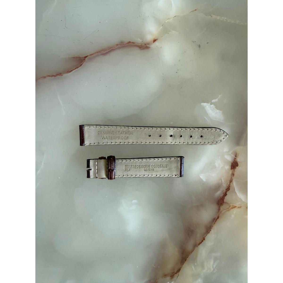 Authentic Frederique Constant Brown Genuine Leather Watch Strap Band 16mm
