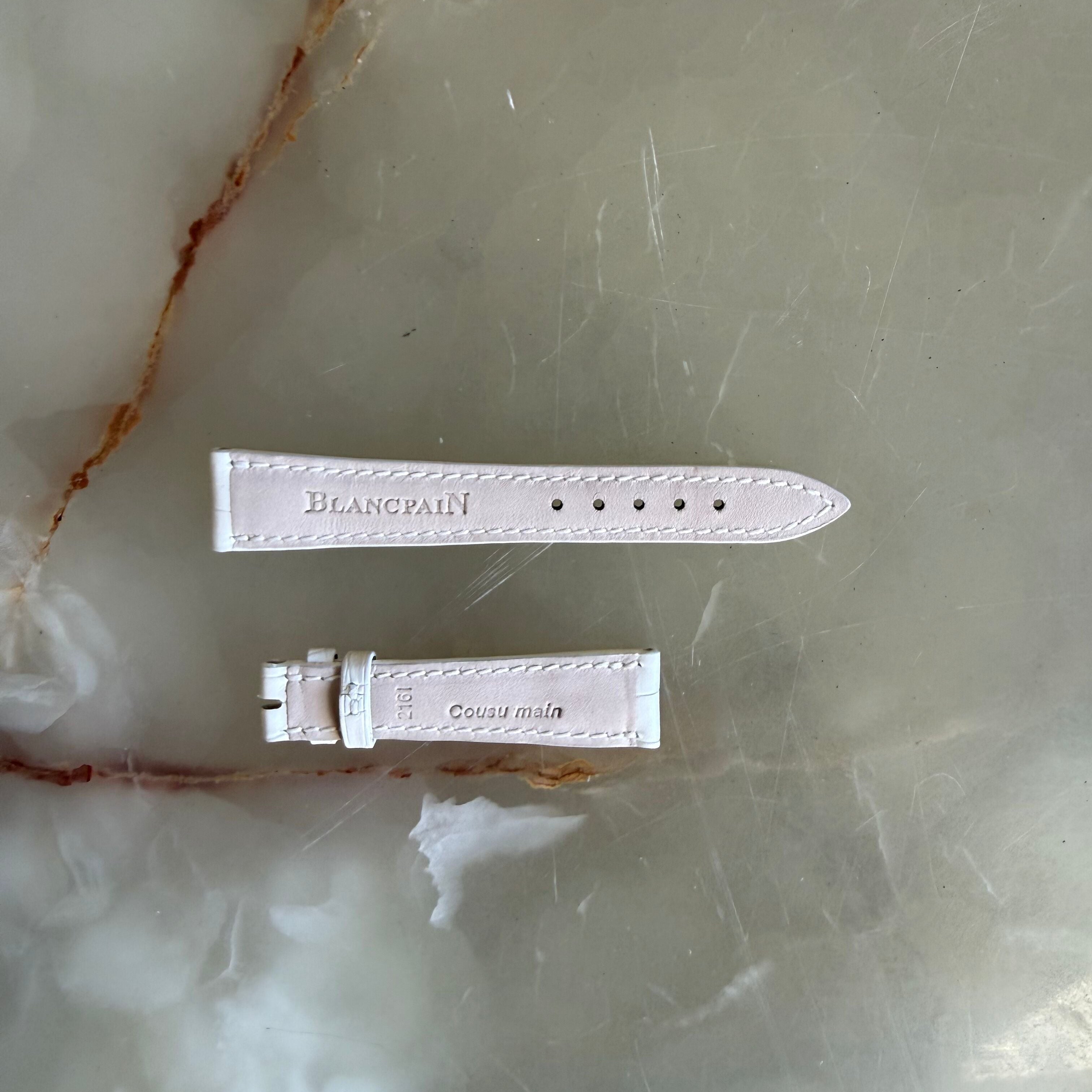 Authentic Blancpain White Alligator Watch Band Strap 15.5mm
