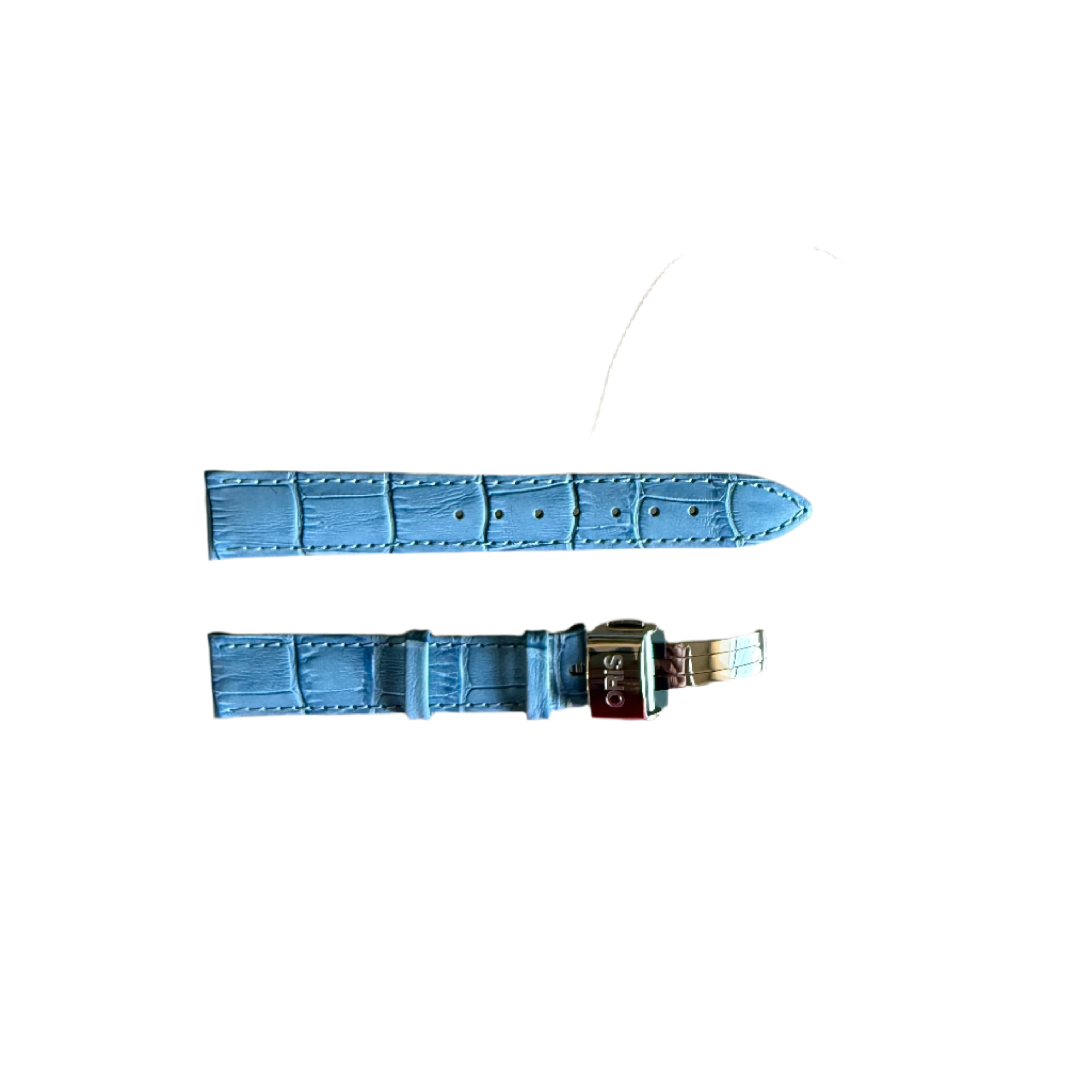 Authentic Oris Blue Leather Watch Strap Band 16mm w Deployant Buckle 51691
