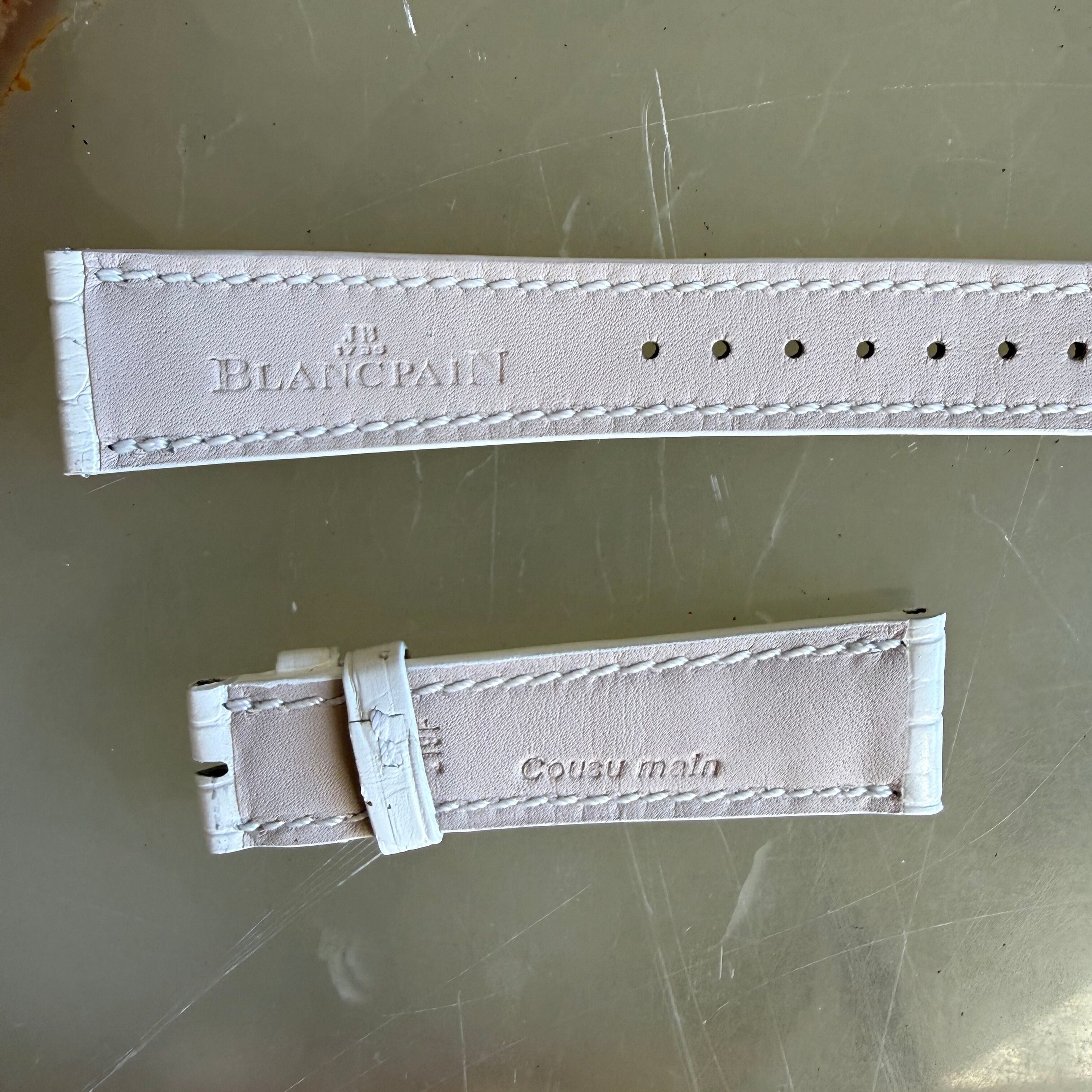 Authentic Blancpain White Alligator Watch Band Strap 18mm