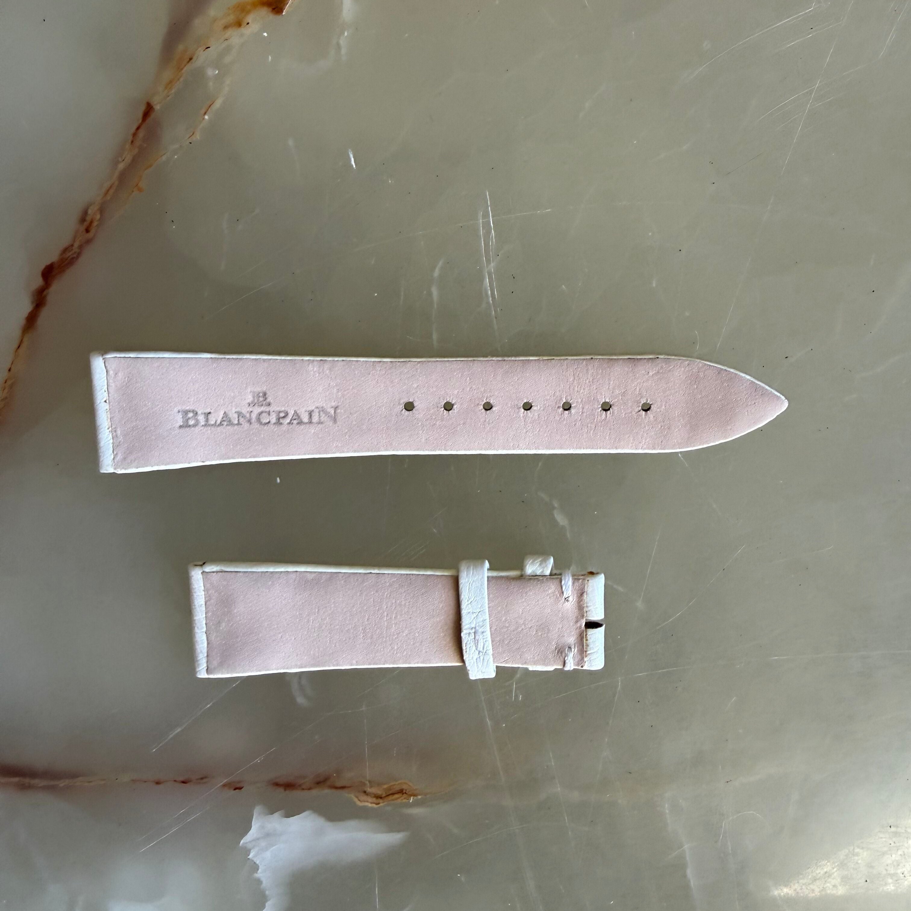 Authentic Blancpain White Leather Watch Band Strap 18mm