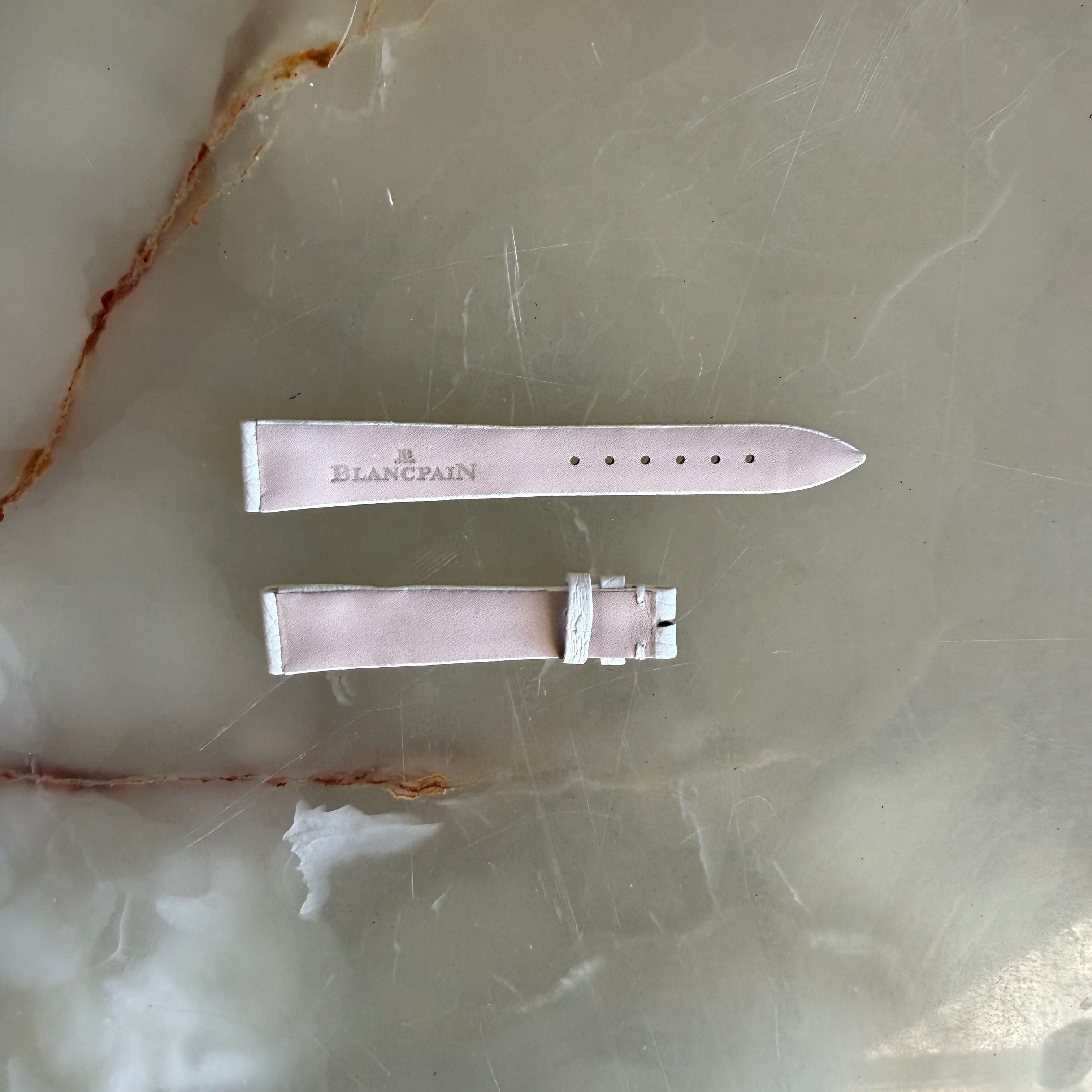 Authentic Blancpain White Leather Watch Band Strap 15mm