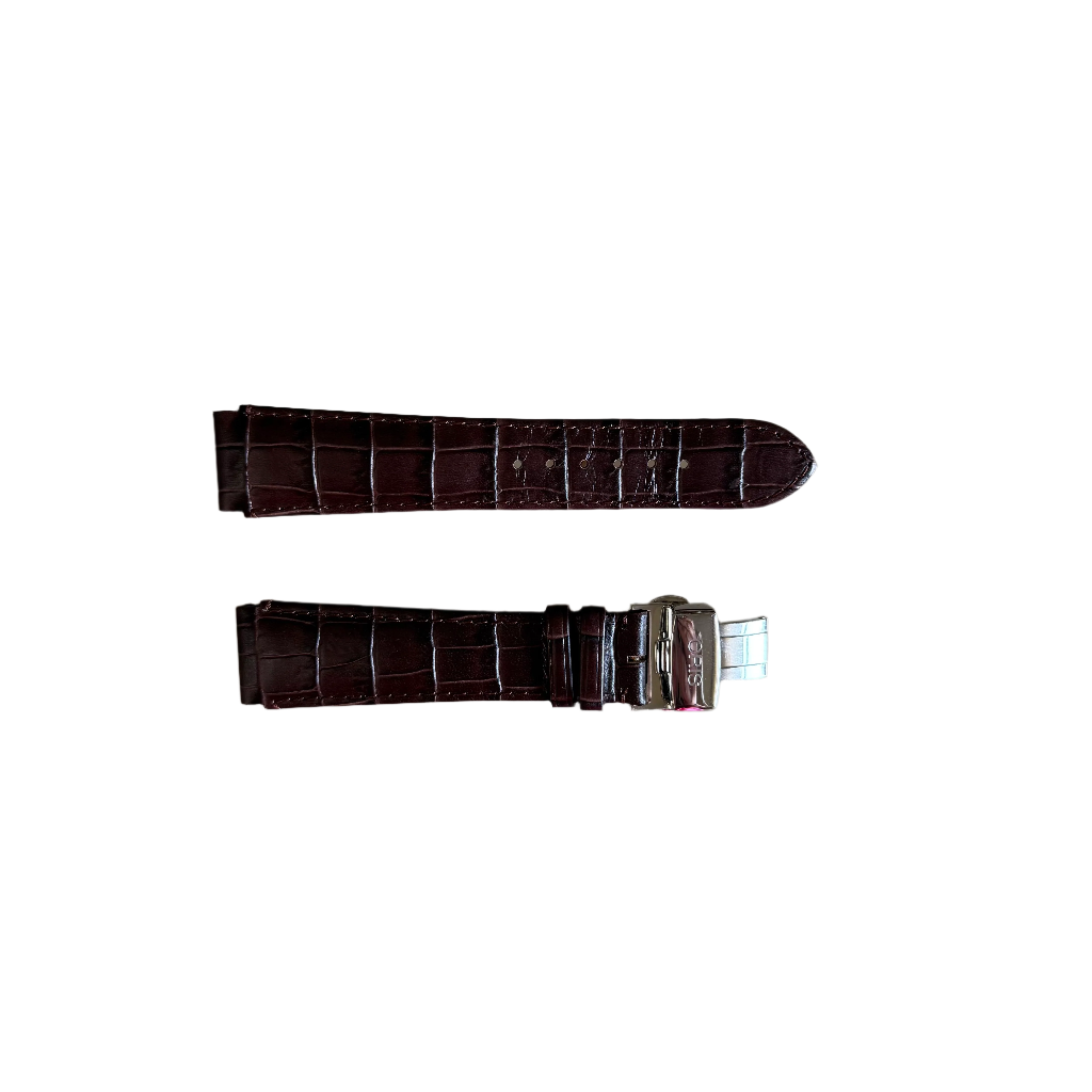 Authentic Oris Brown Leather Watch Strap Band 19mm w Deployant Buckle 51898